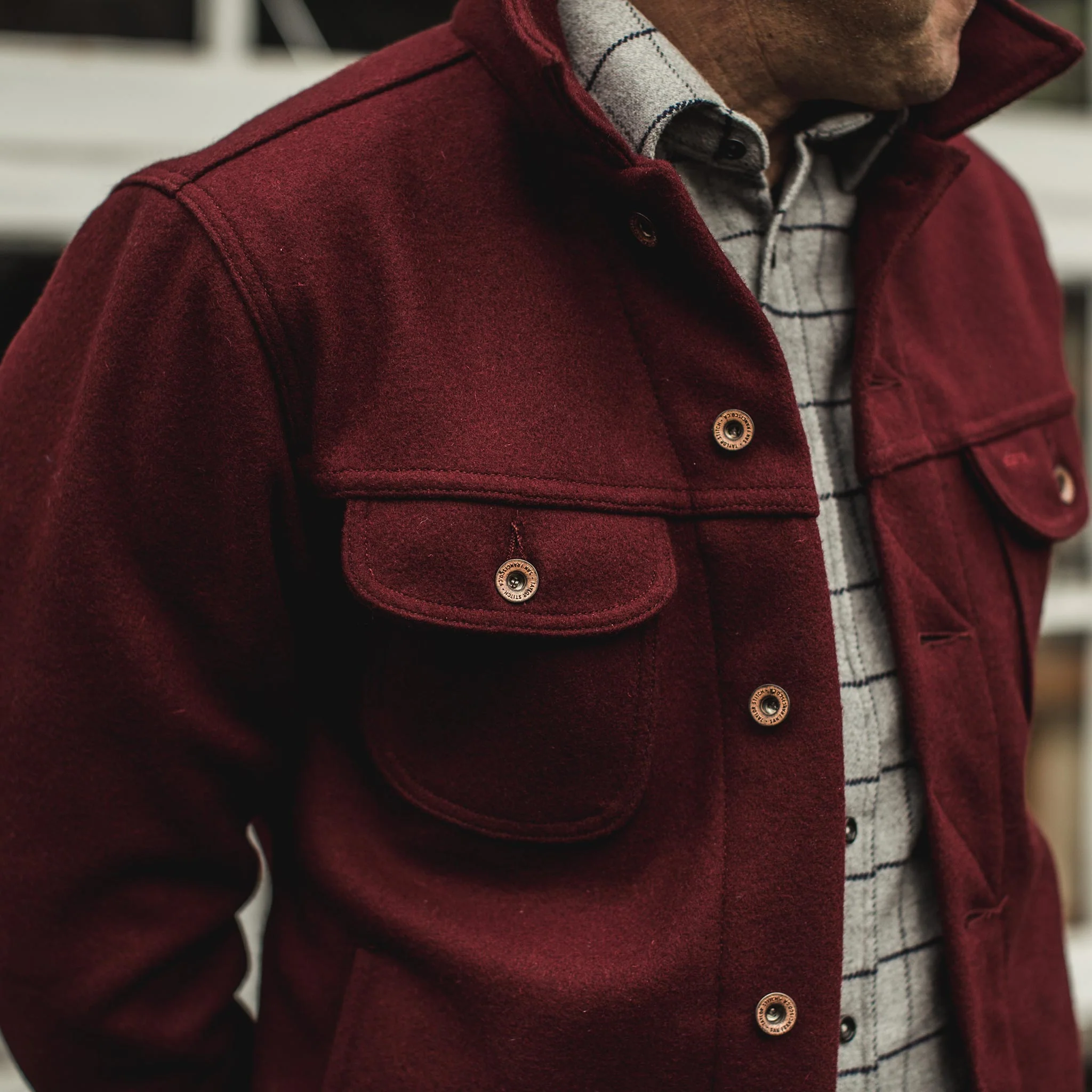 The Long Haul Jacket in Burgundy Melton Wool - Image 3