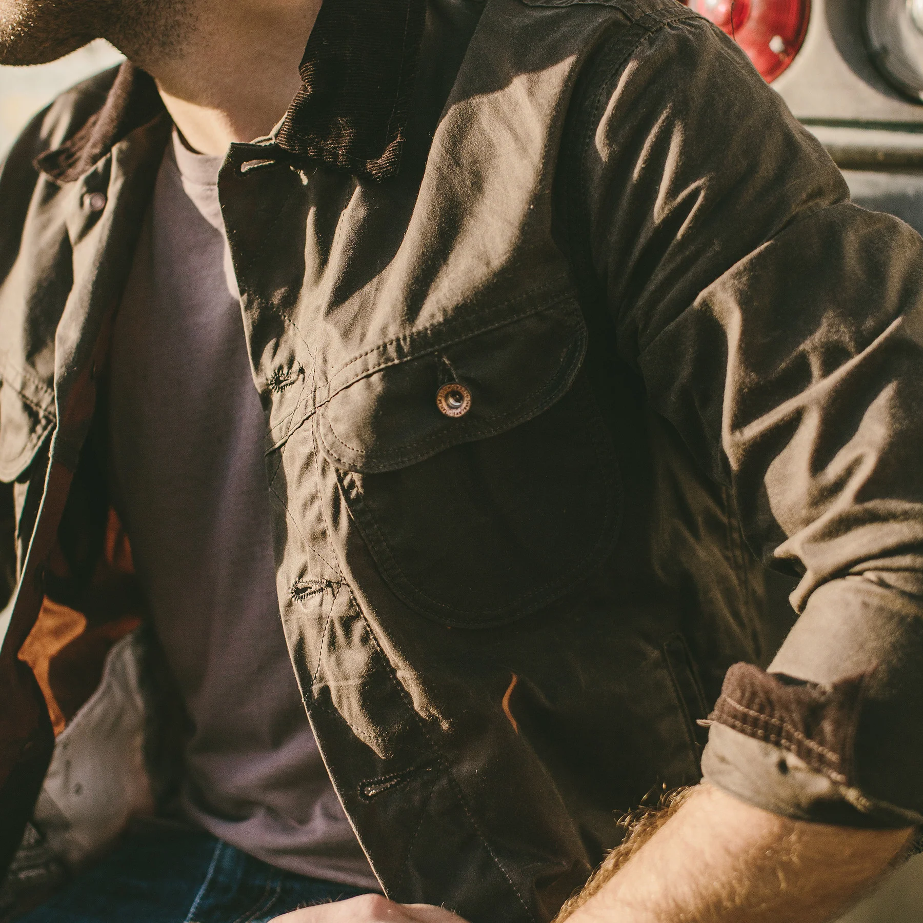 The Long Haul Jacket in Dark Oak Waxed Canvas - Image 3