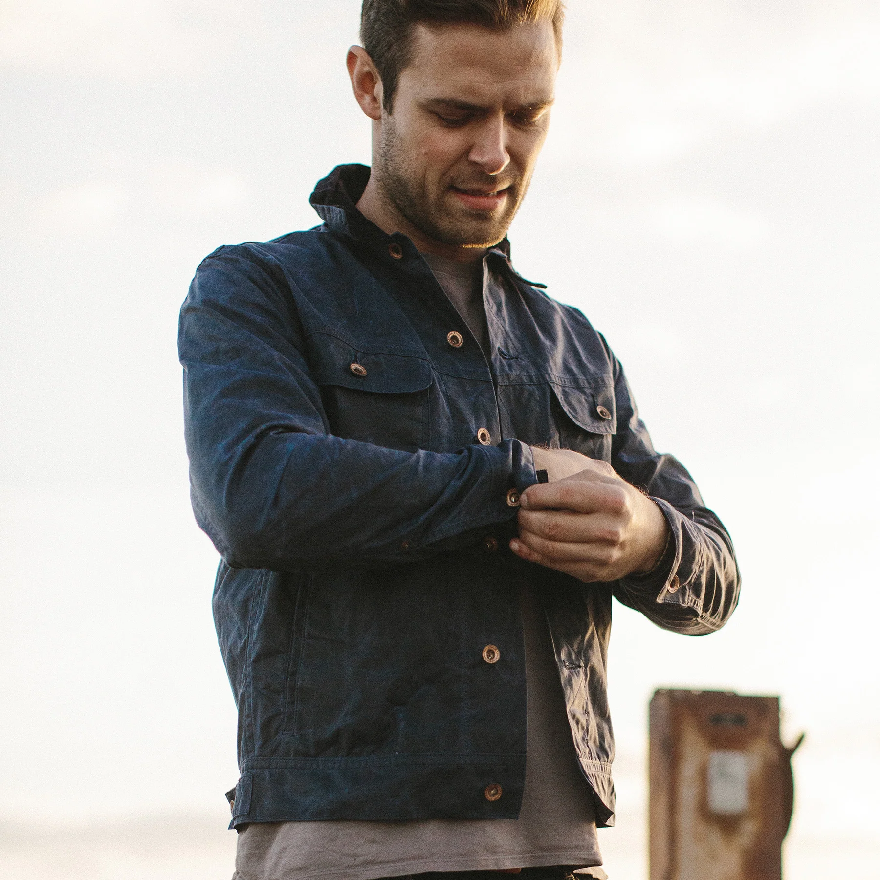 The Long Haul Jacket in Navy Waxed Canvas - Image 2
