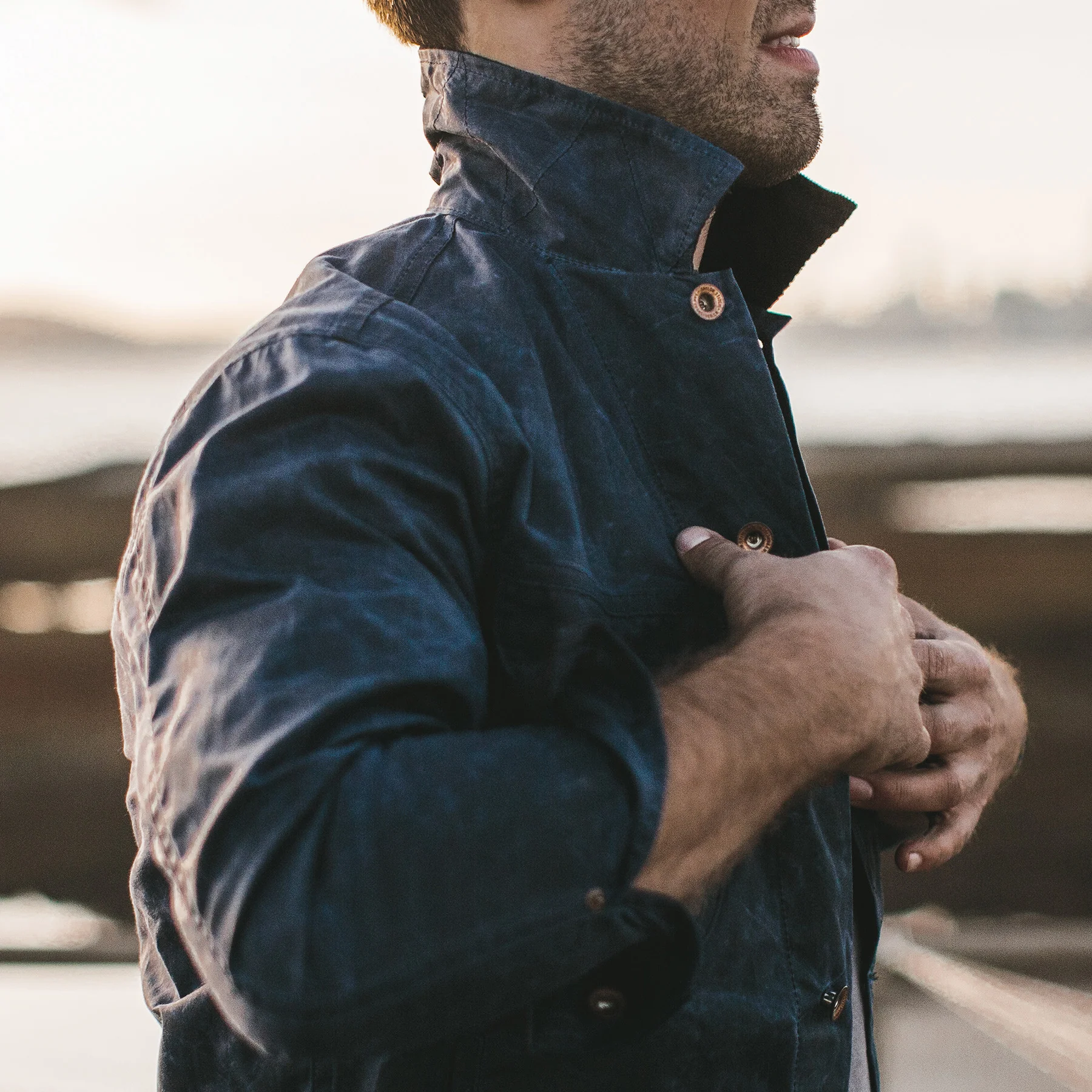 The Long Haul Jacket in Navy Waxed Canvas - Image 4