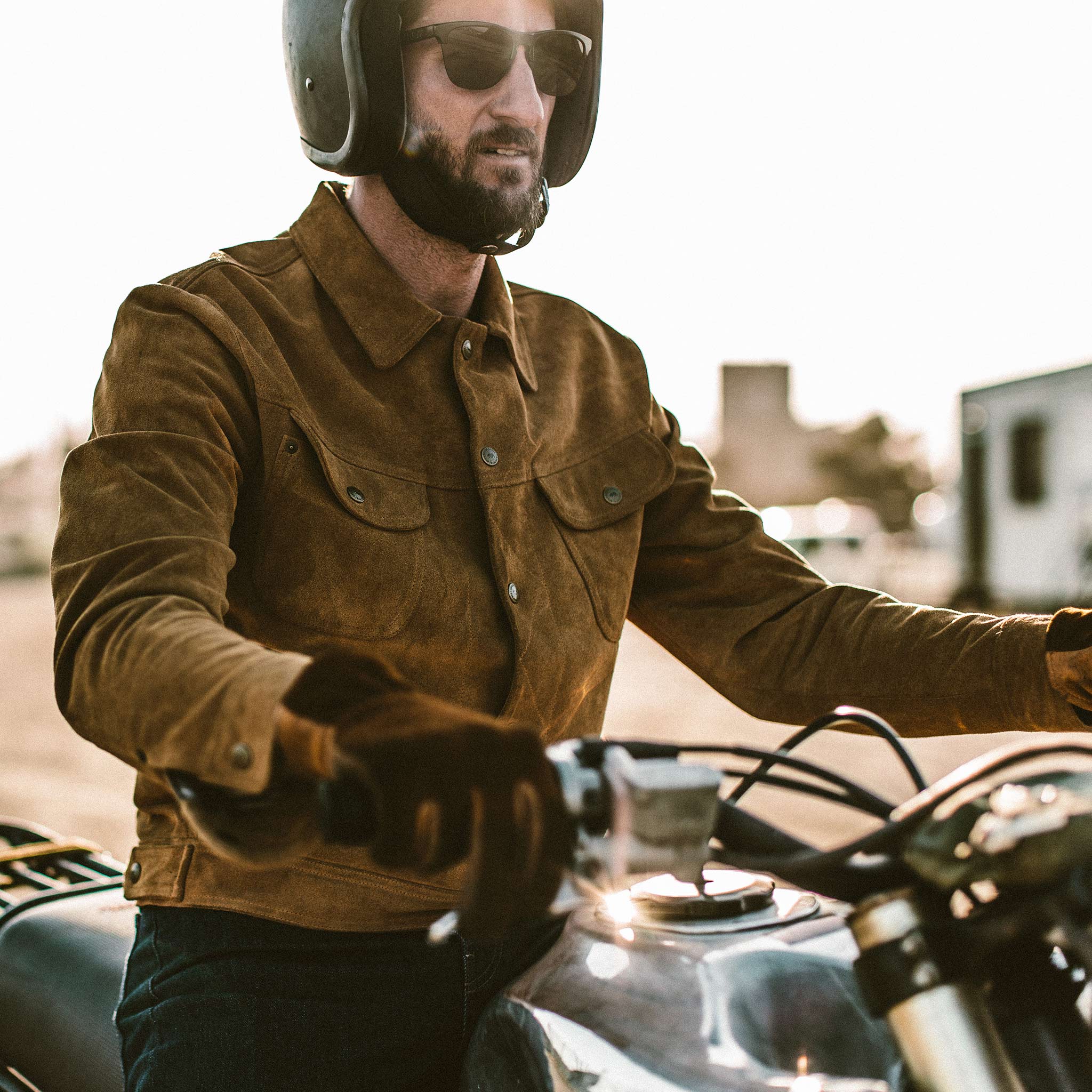 The Long Haul Jacket in Sand Weatherproof Suede - Image 4