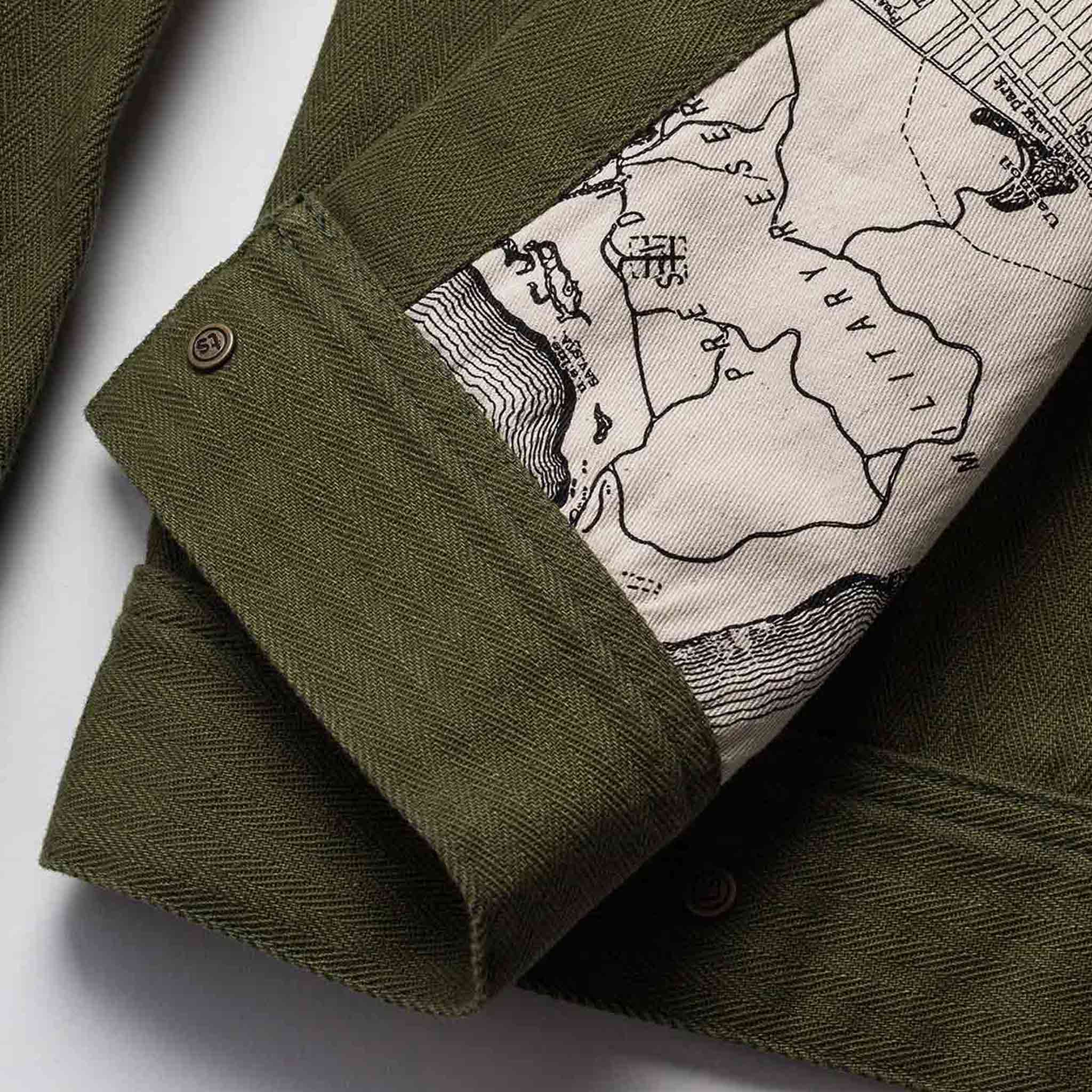 The Long Haul Jacket in Washed Olive Herringbone - Image 7