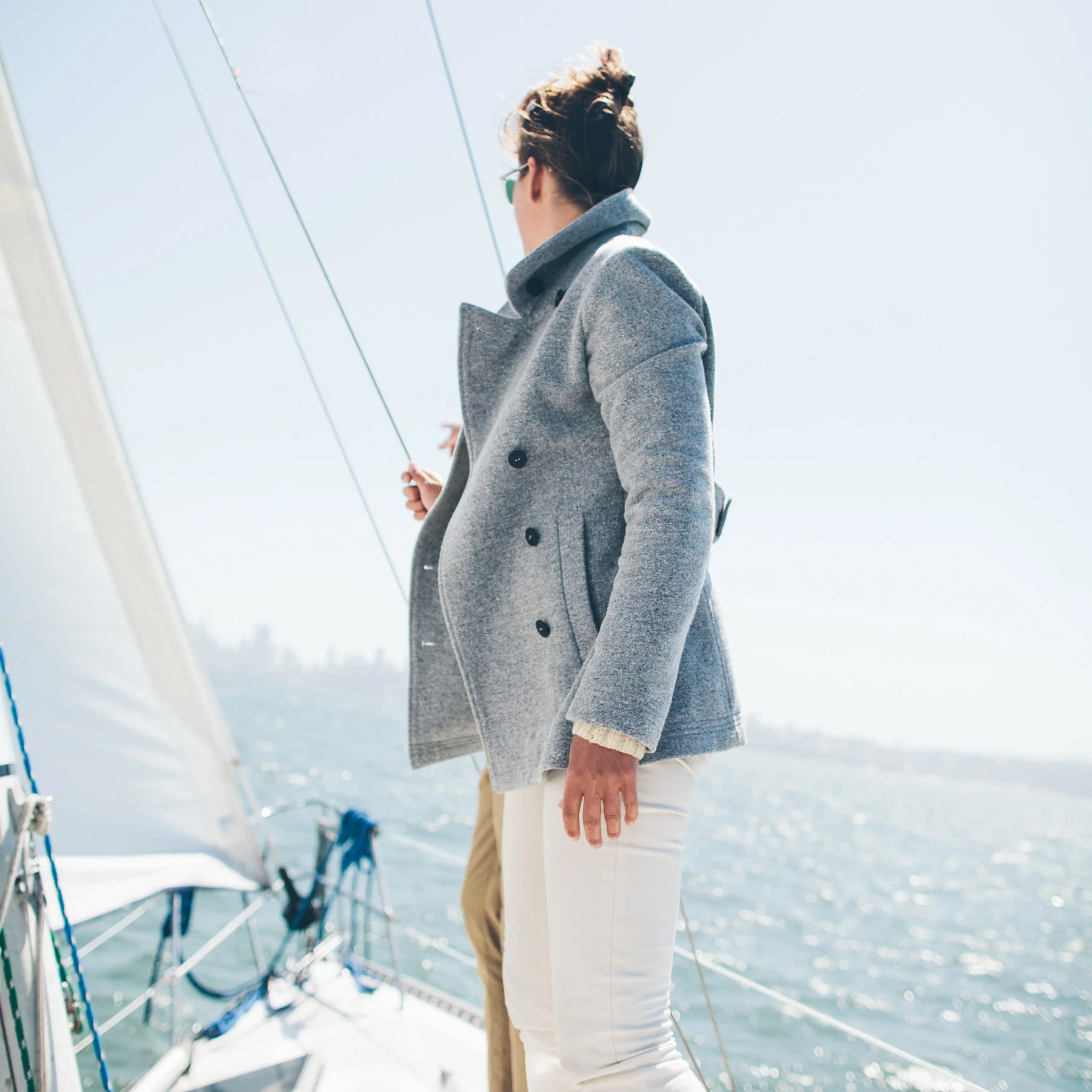 The Mariner Peacoat in Ash Donegal Lambswool - Image 4