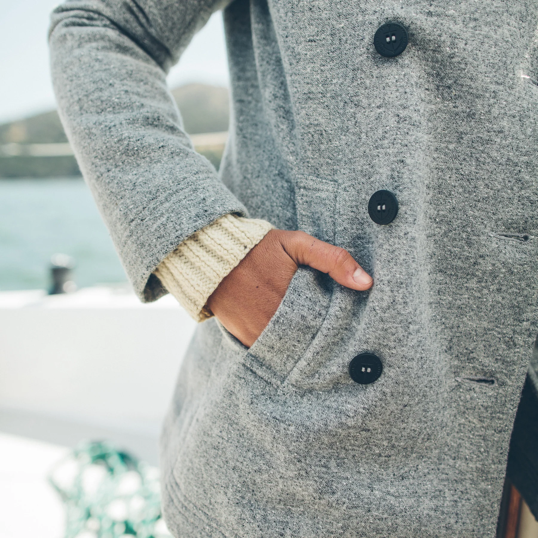 The Mariner Peacoat in Ash Donegal Lambswool - Image 6