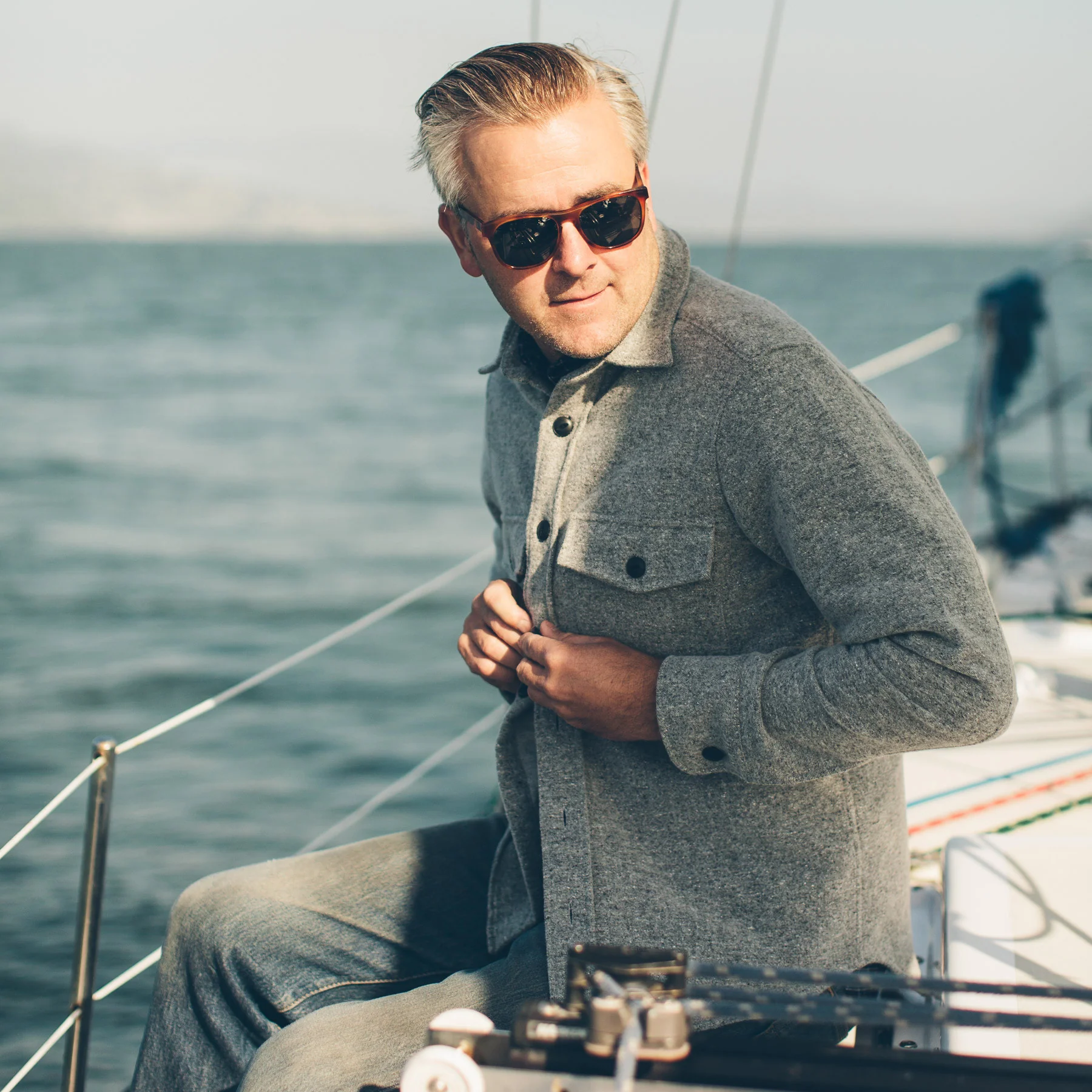 The Maritime Shirt Jacket in Ash Donegal Lambswool - Image 2