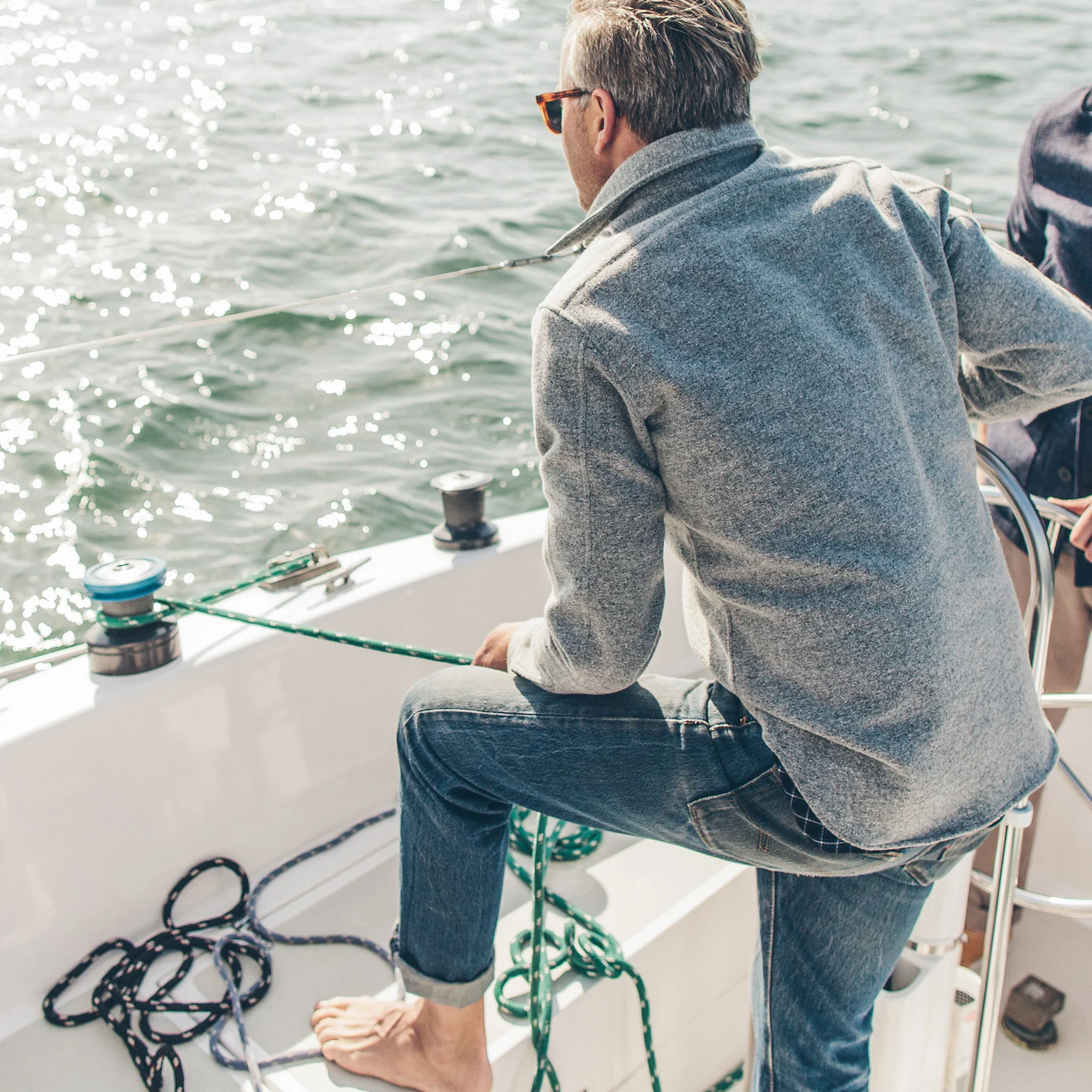 The Maritime Shirt Jacket in Ash Donegal Lambswool - Image 4