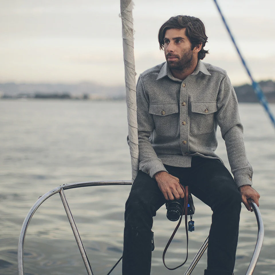 The Maritime Shirt Jacket in Ash Melton Wool - Image 2