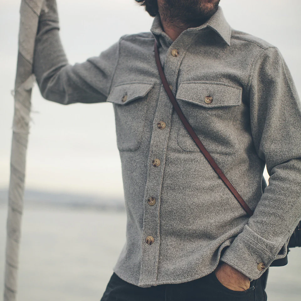 The Maritime Shirt Jacket in Ash Melton Wool - Image 4