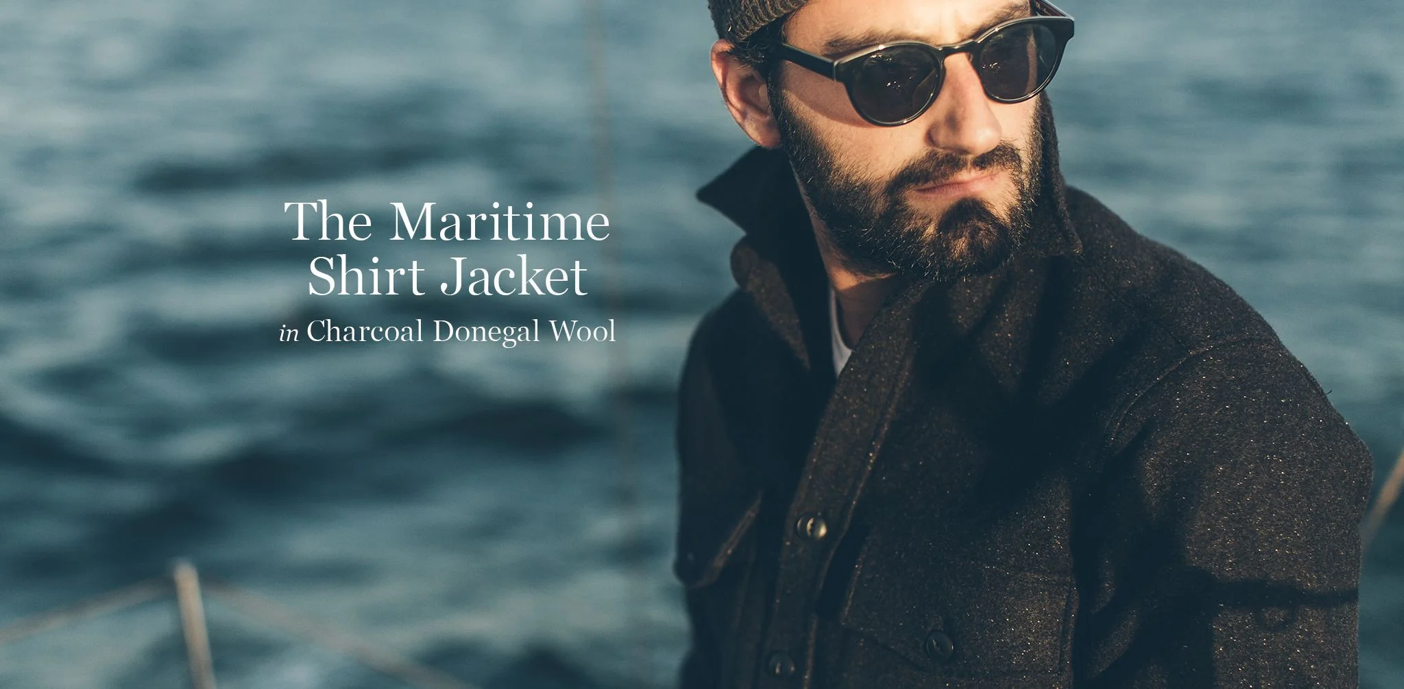 The Maritime Shirt Jacket in Charcoal Donegal Wool - Image 12