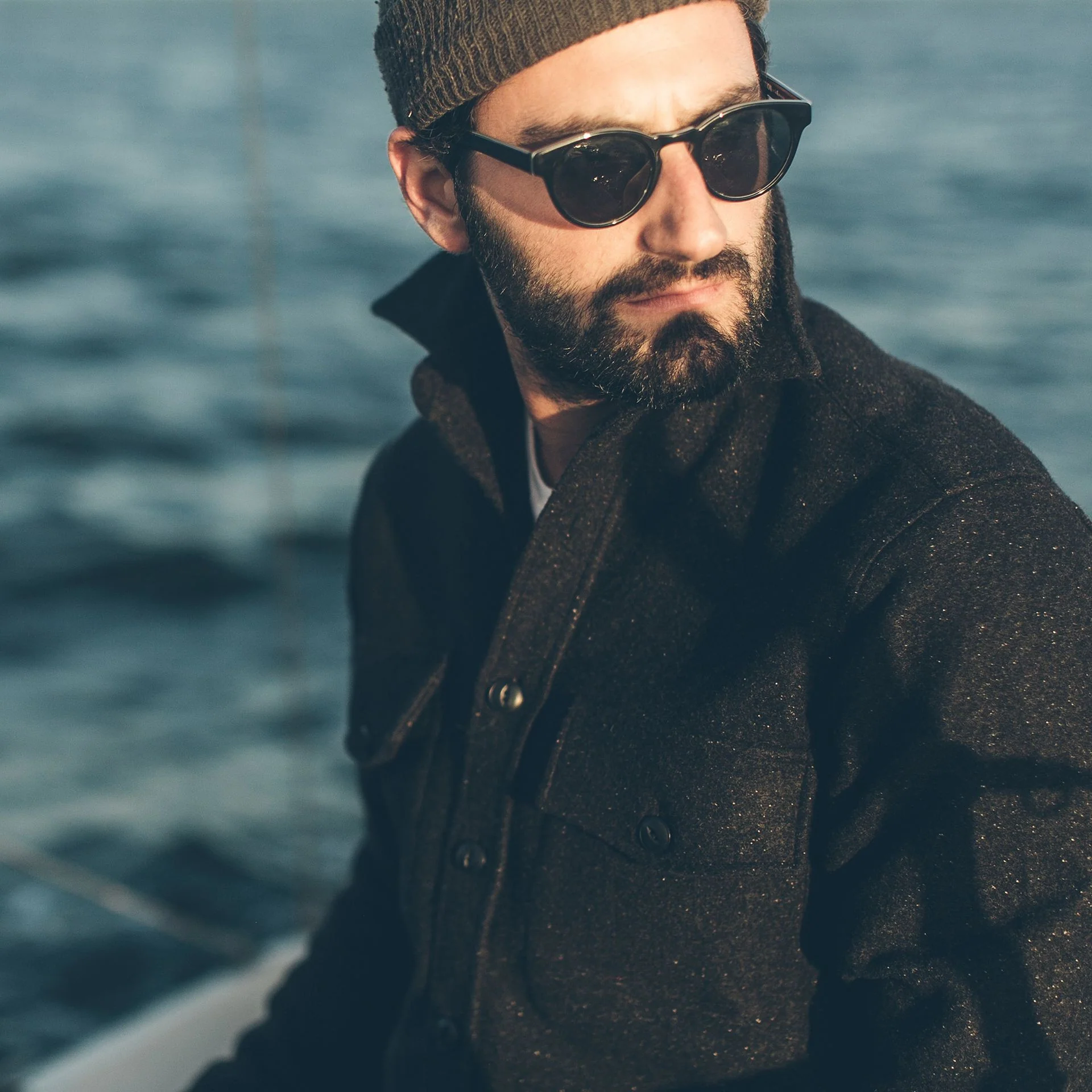 The Maritime Shirt Jacket in Charcoal Donegal Wool - Image 6