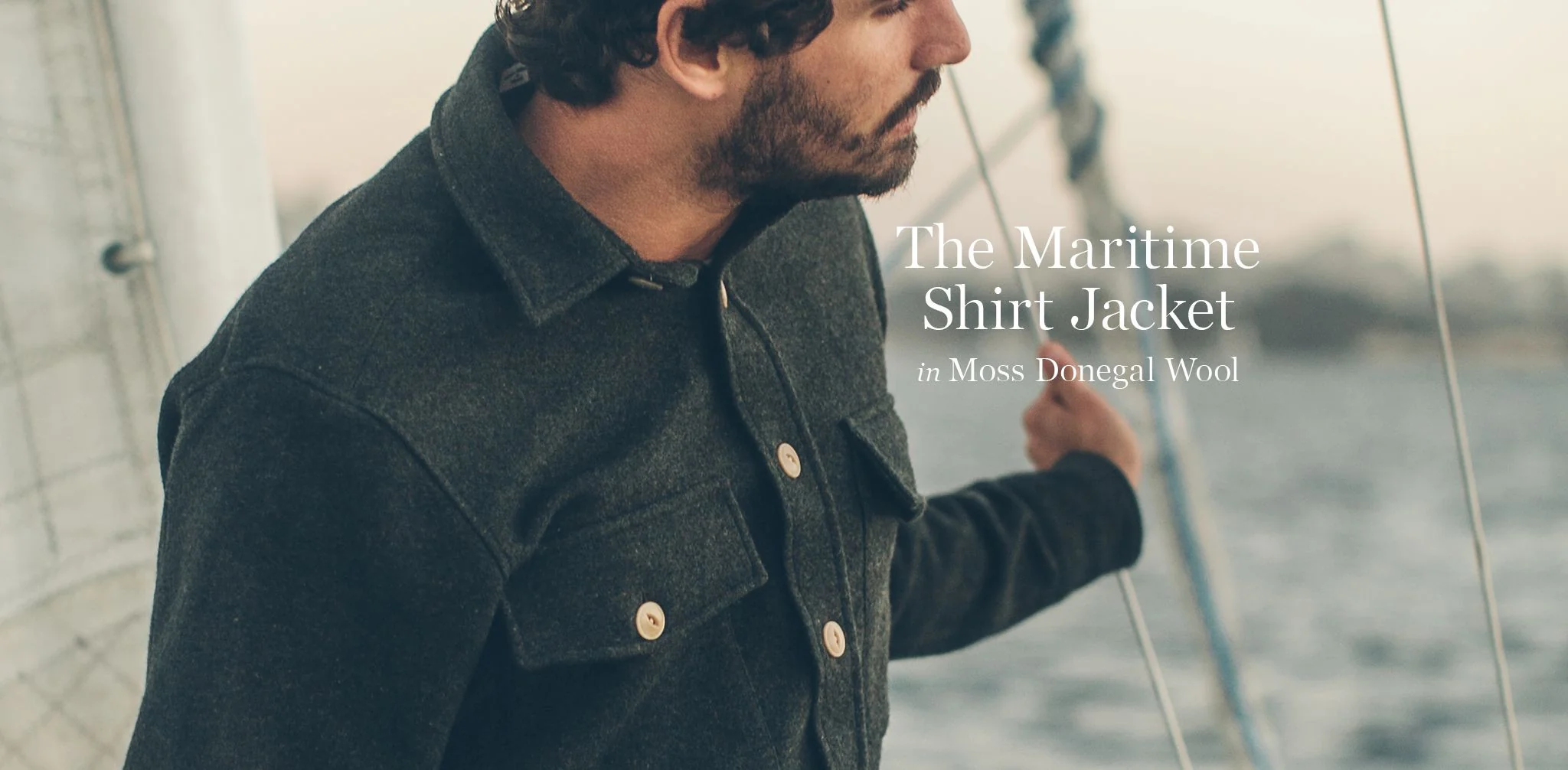 The Maritime Shirt Jacket in Moss Donegal Wool - Image 12