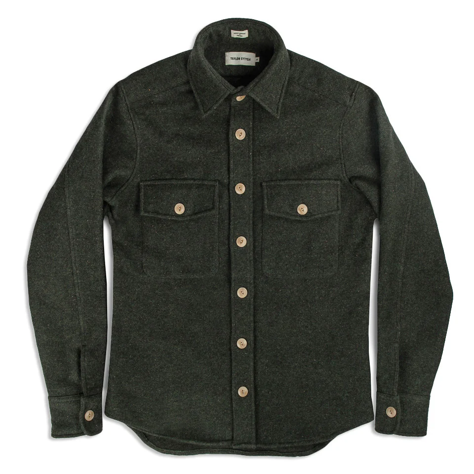 The Maritime Shirt Jacket in Moss Donegal Wool - Image 3
