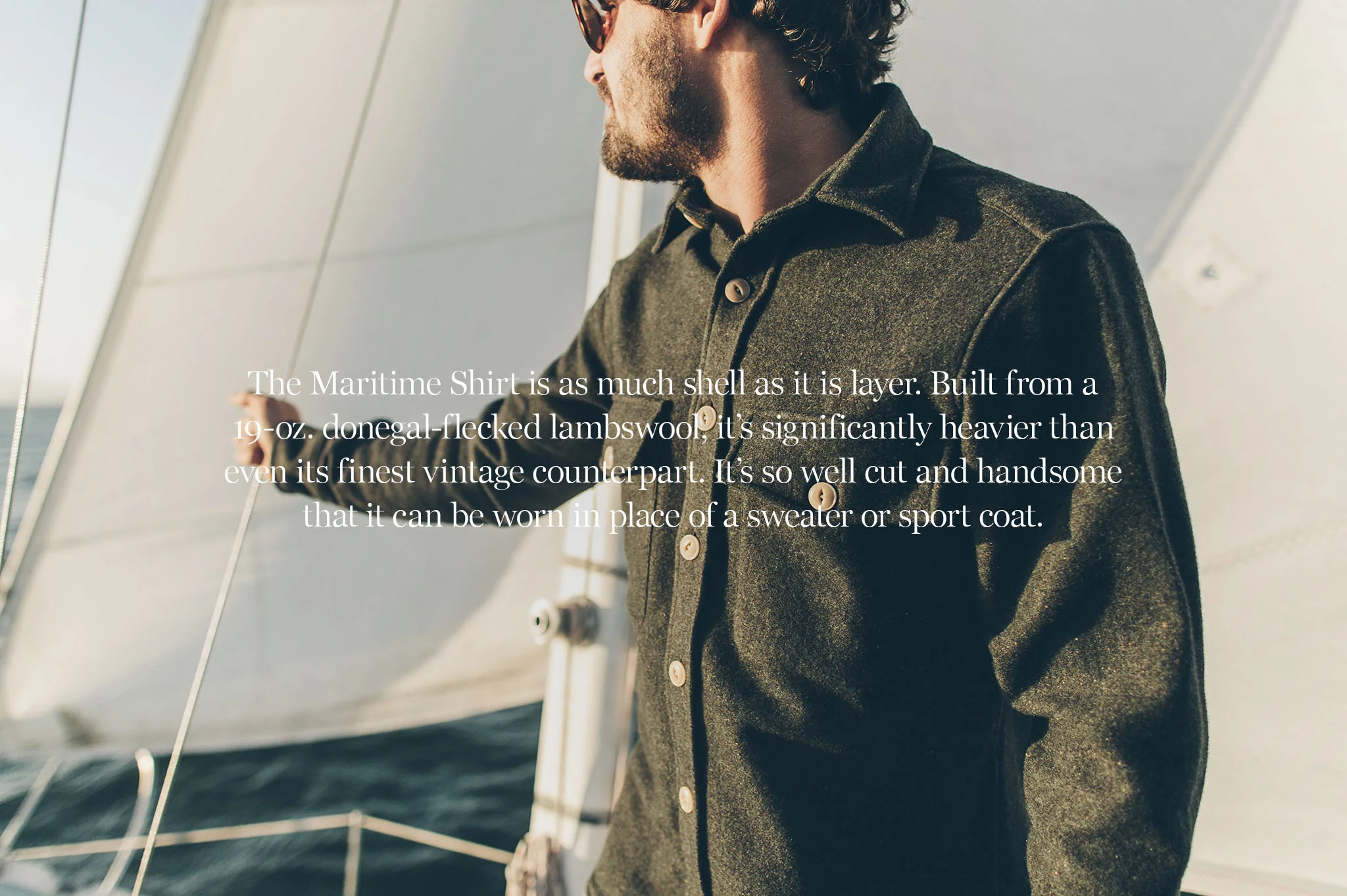 The Maritime Shirt Jacket in Moss Donegal Wool - Image 8