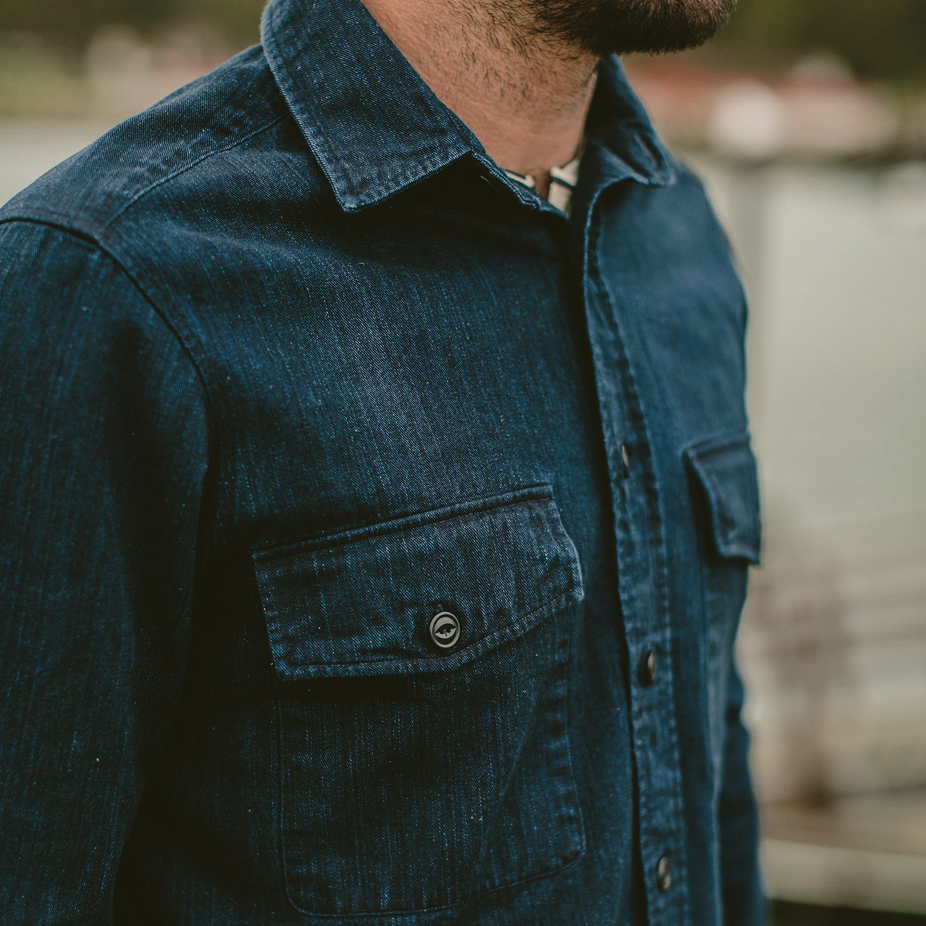 The Maritime Shirt Jacket in Sea Washed Indigo - Image 4