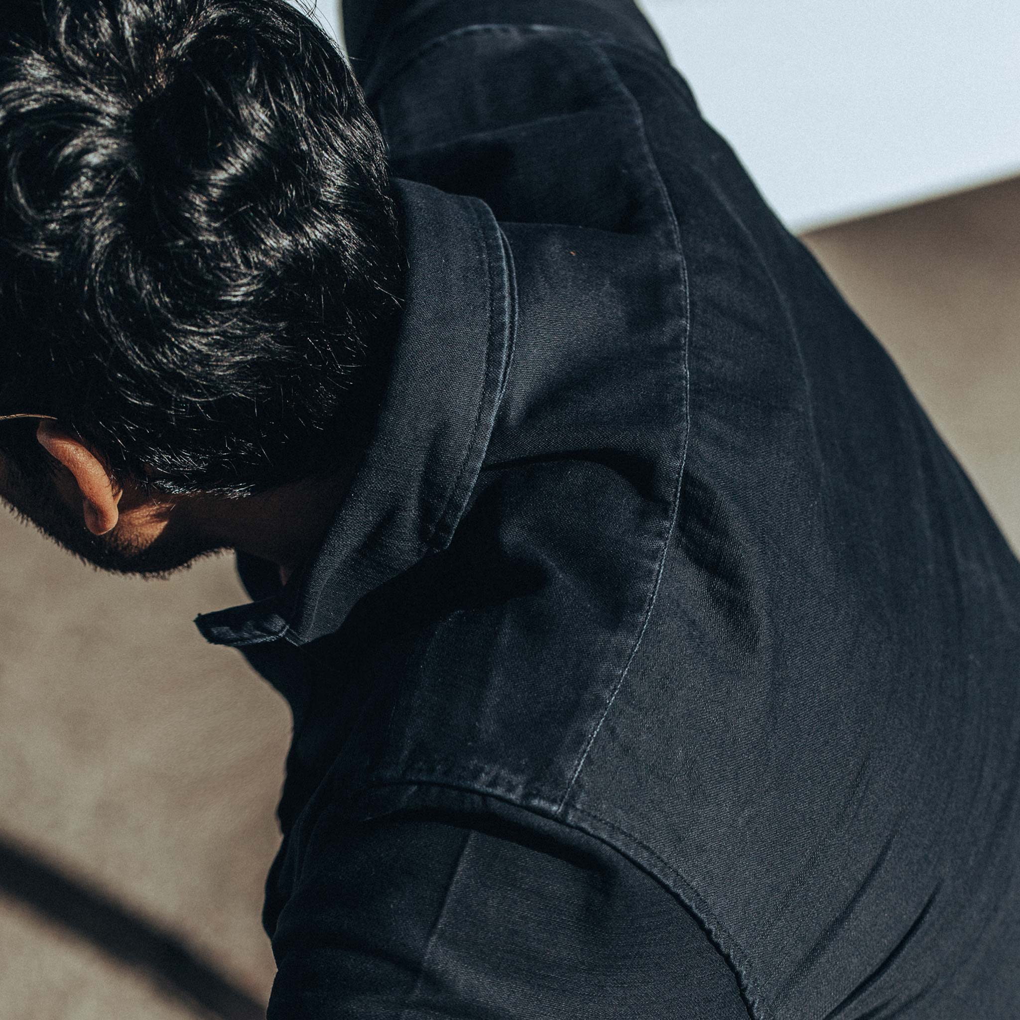 The Mechanic Shirt in Black Reverse Sateen - Image 4