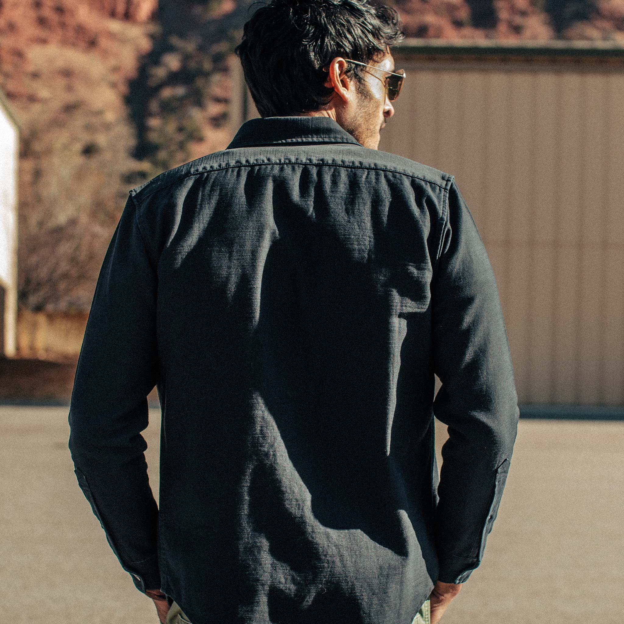 The Mechanic Shirt in Black Reverse Sateen - Image 5