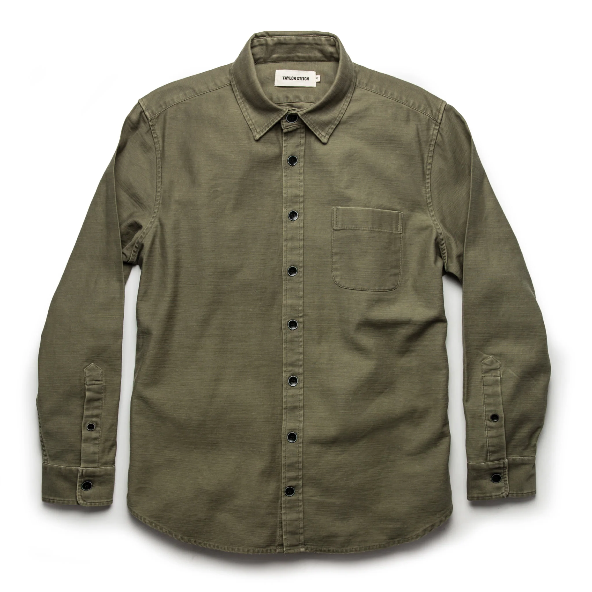 The Mechanic Shirt in Olive Reverse Sateen - Image 9