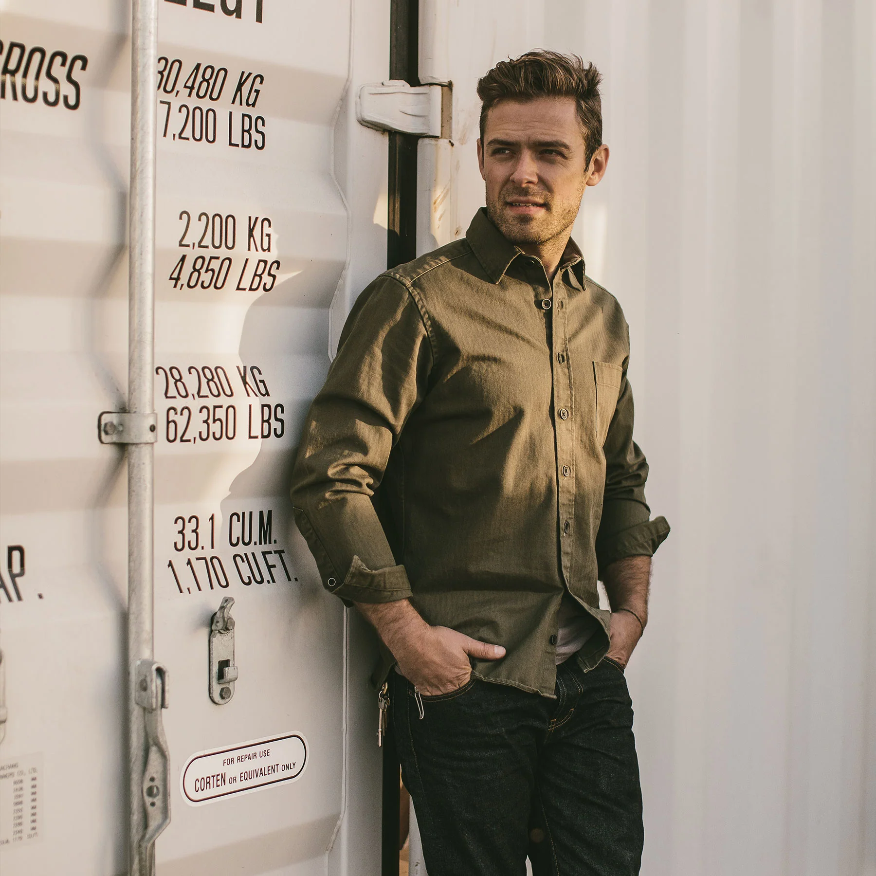 The Mechanic in Washed Olive Herringbone - Image 3