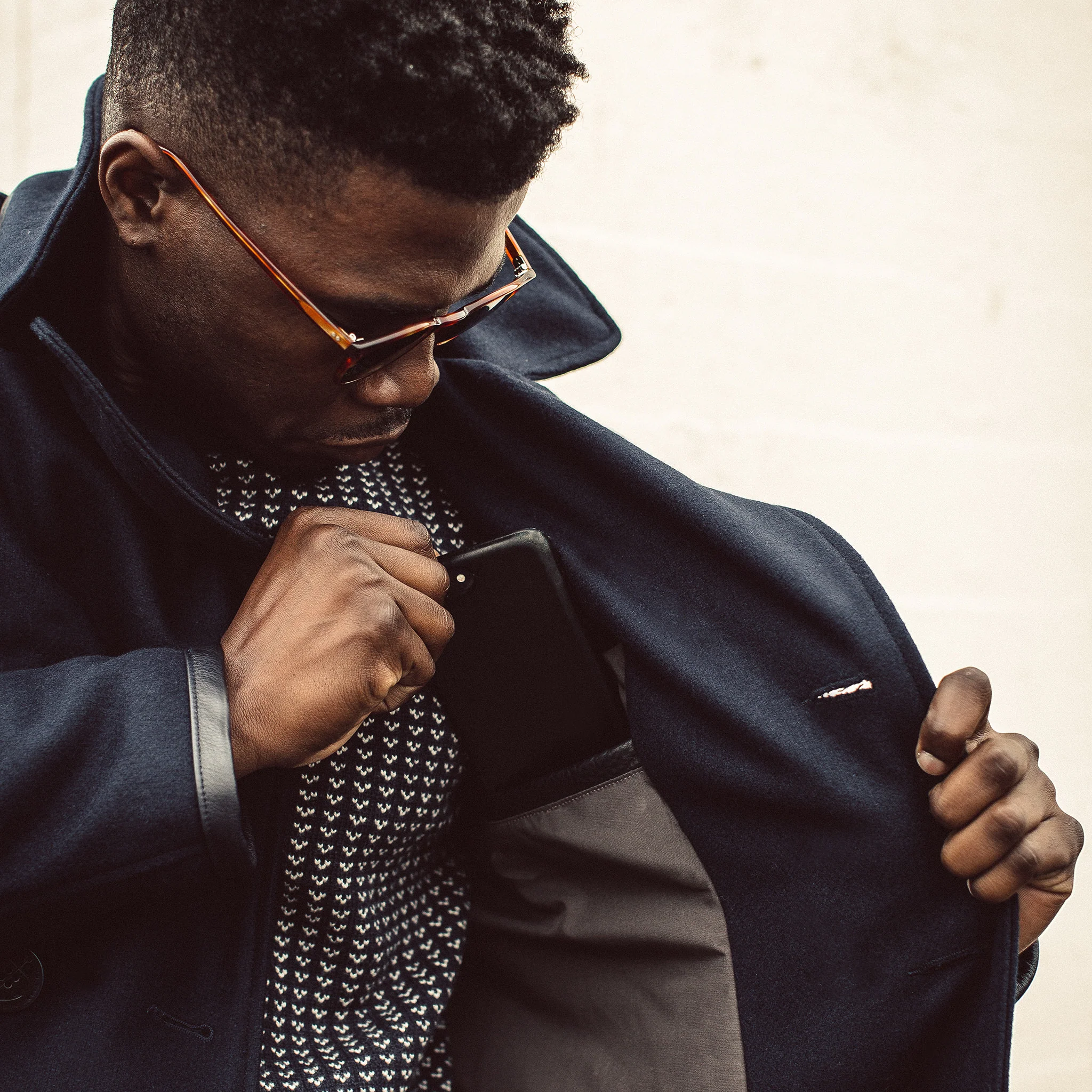 The Mendocino Peacoat in Navy Melton Wool - Image 12