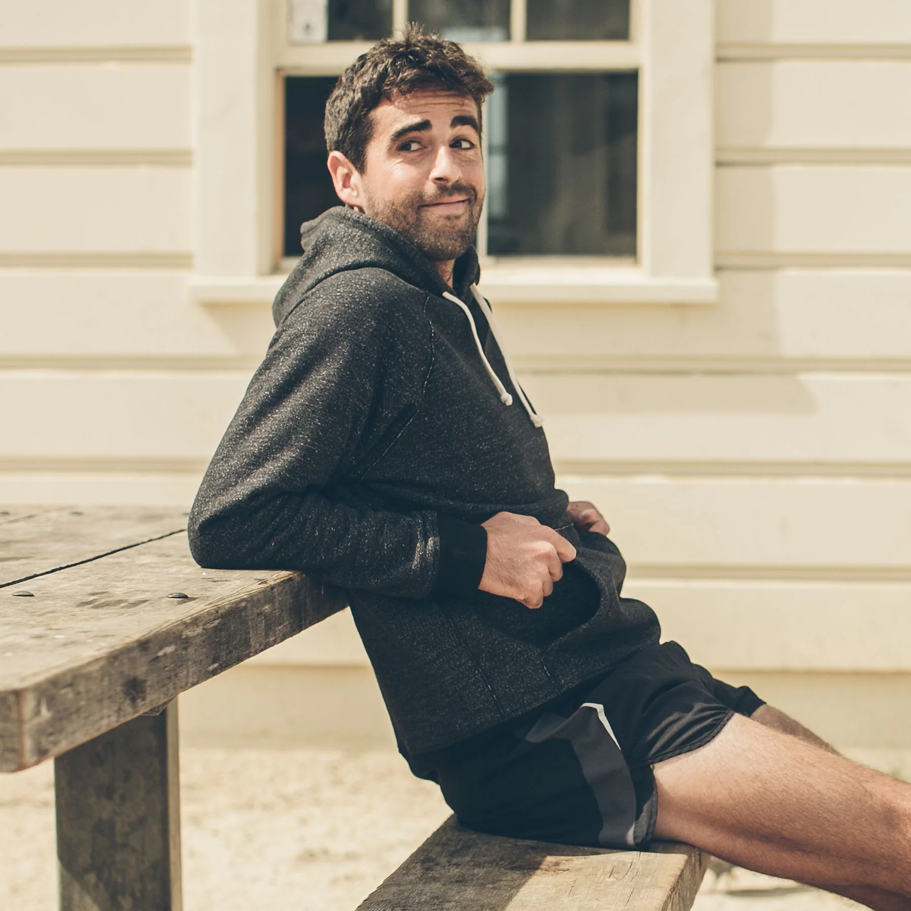 The Hoodie in Charcoal Fleck Fleece - Image 2