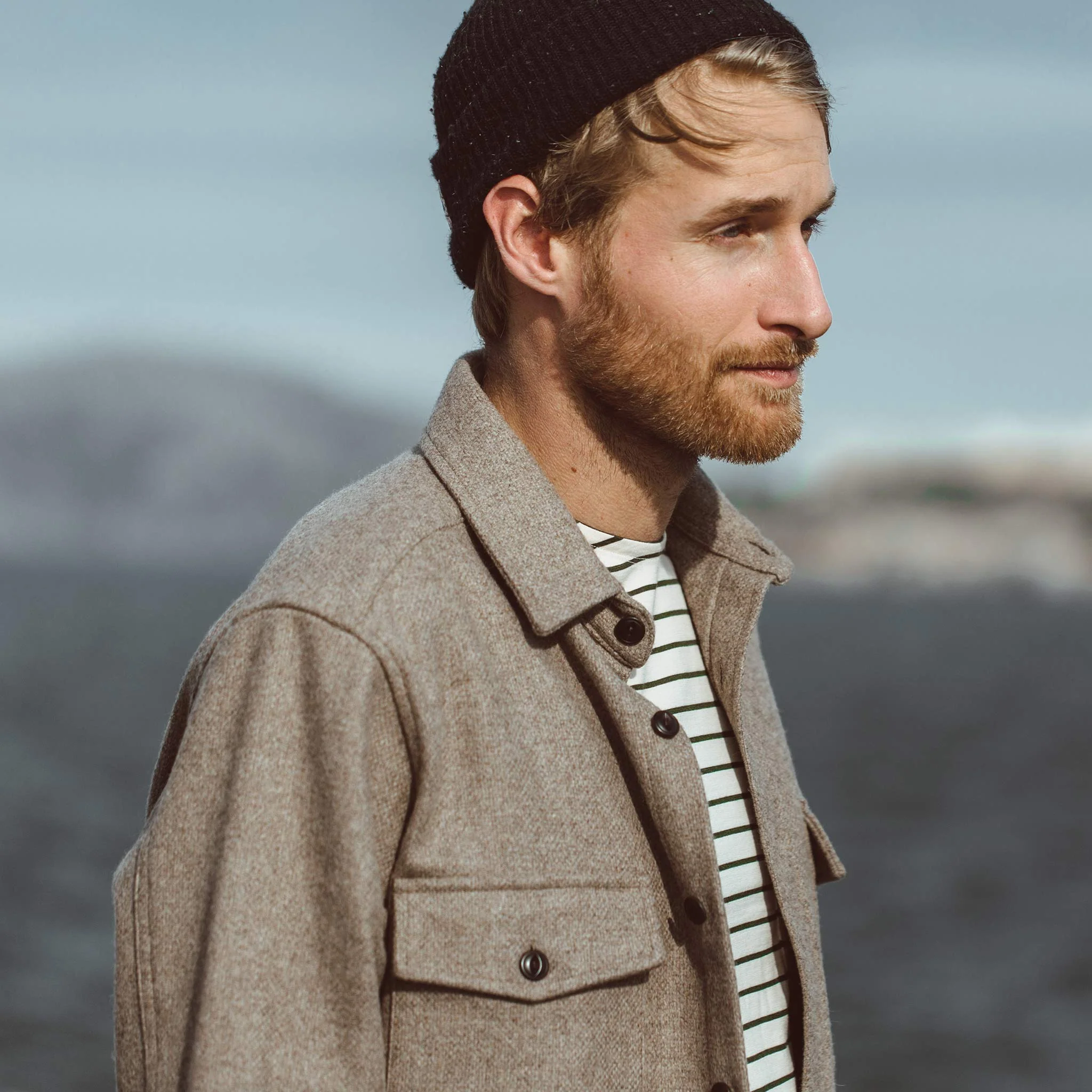The Mercerized Merino Tee in Forest Stripe - Image 4