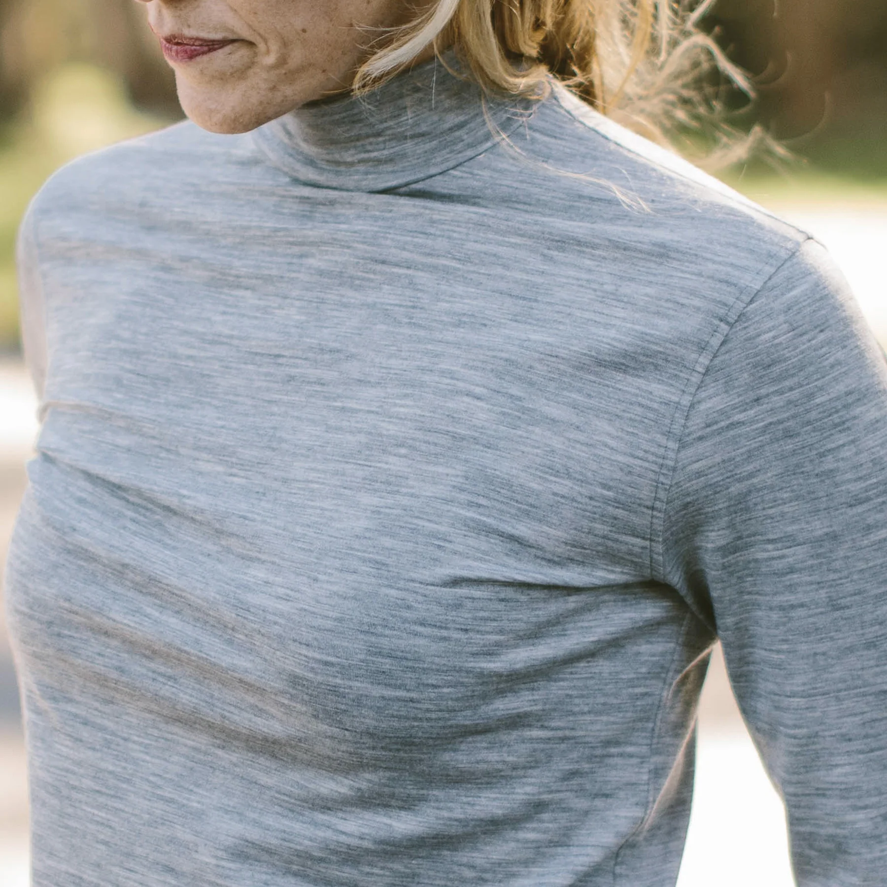 The Mercerized Merino Turtle Neck in Heather Grey - Image 5