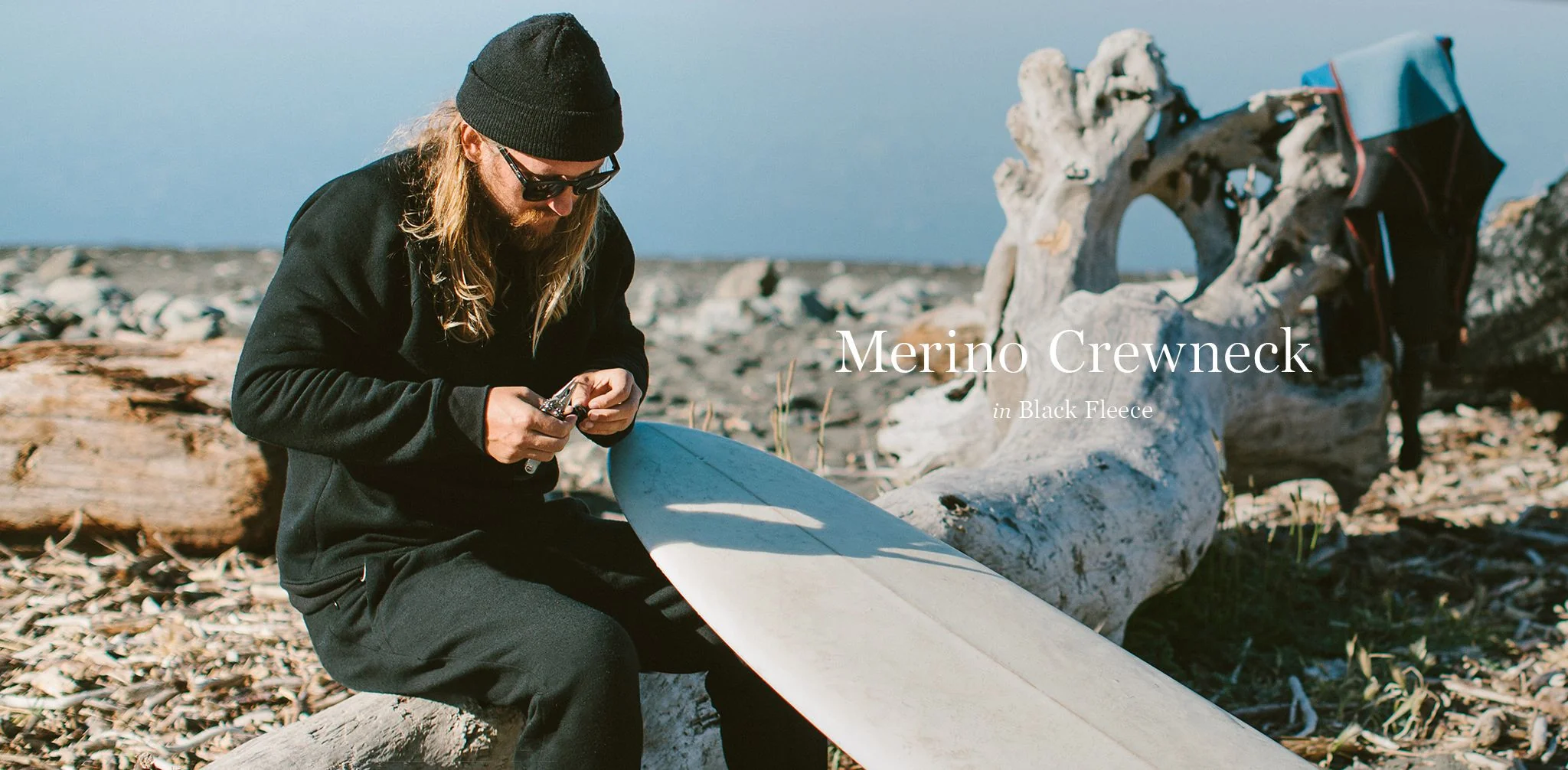 The Merino Crewneck in Black Fleece - Image 7