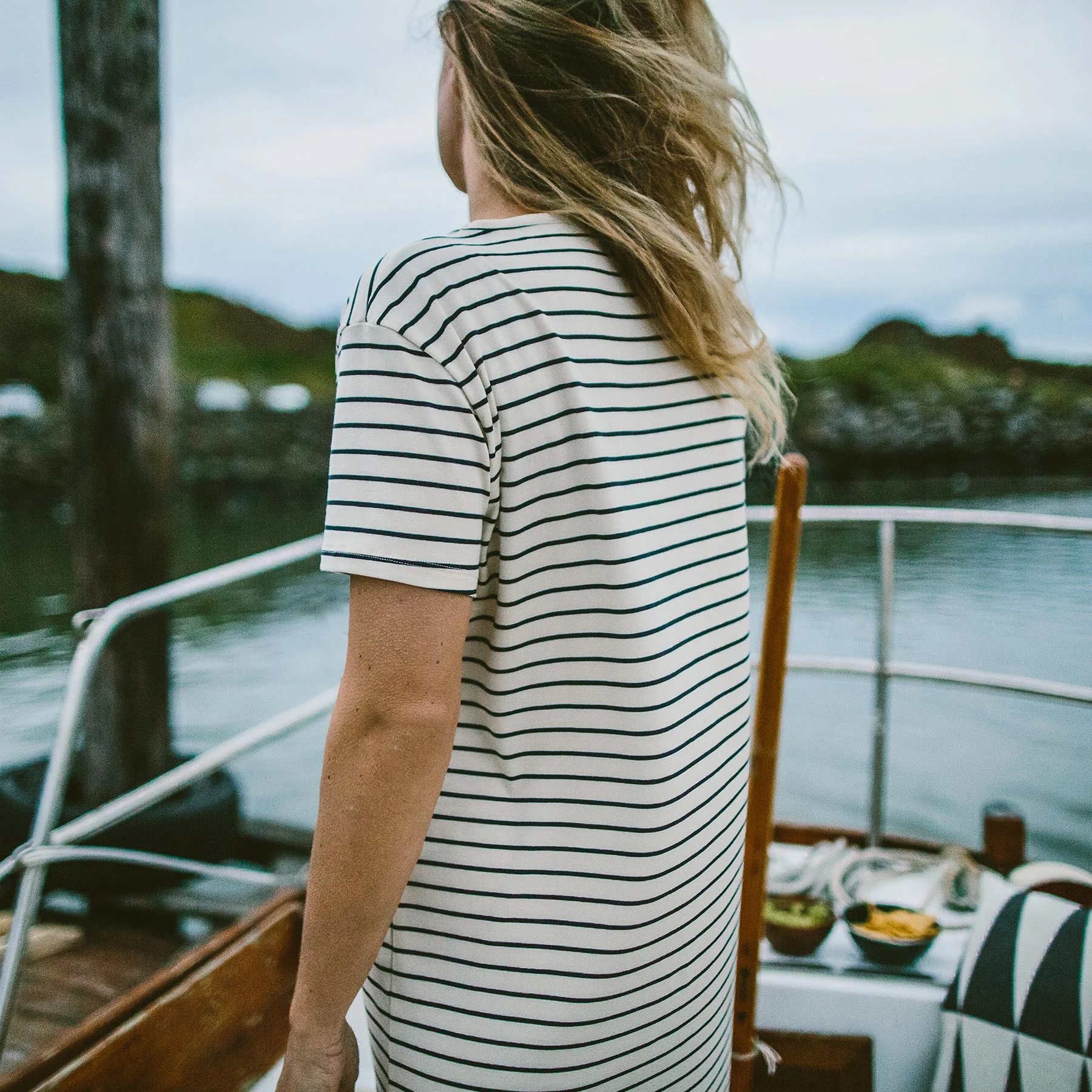 The Sausalito Dress in Forest Stripe Mercerized Merino - Image 4