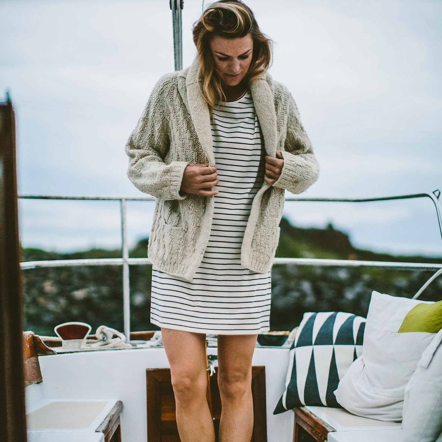 The Sausalito Dress in Forest Stripe Mercerized Merino - Image 6
