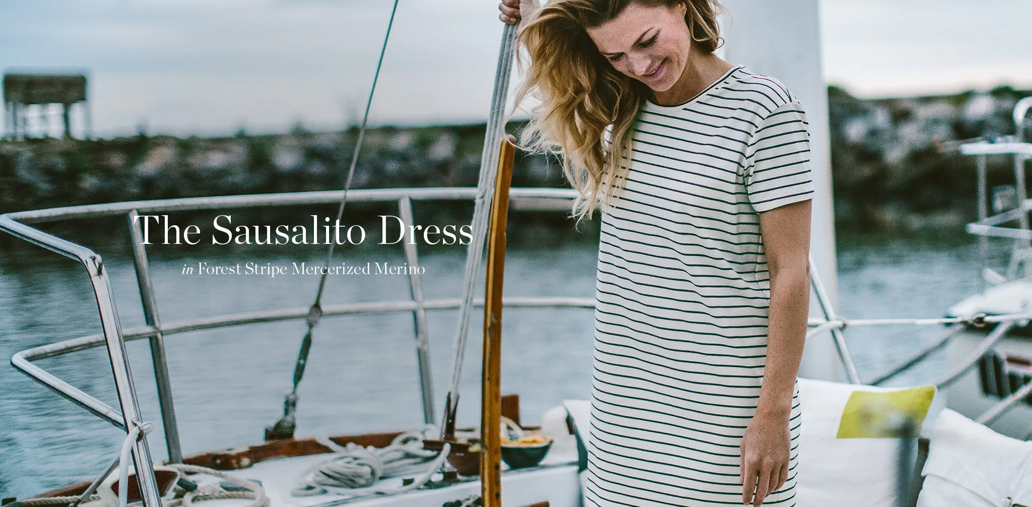 The Sausalito Dress in Forest Stripe Mercerized Merino - Image 8