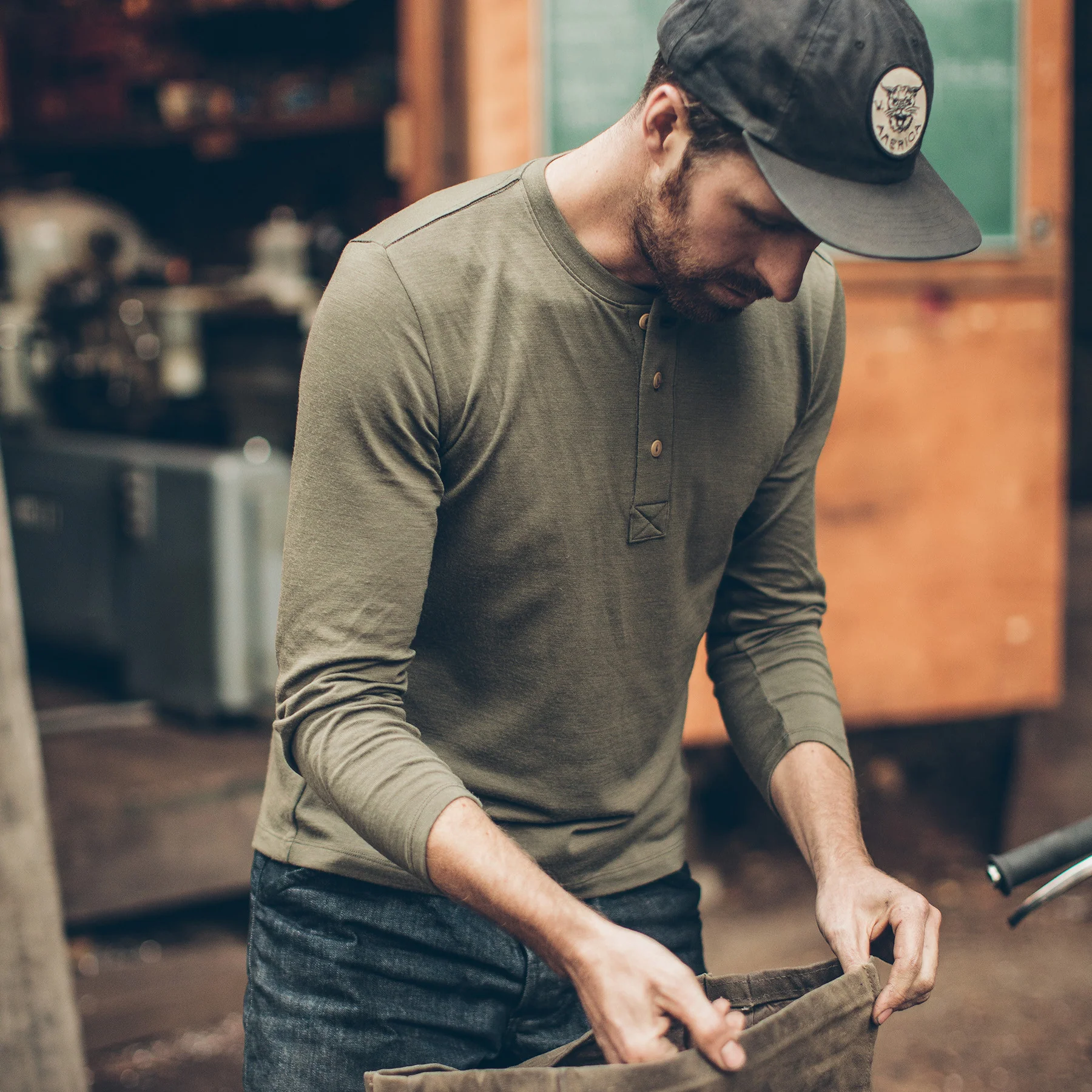 The Merino Henley in Army - Image 2
