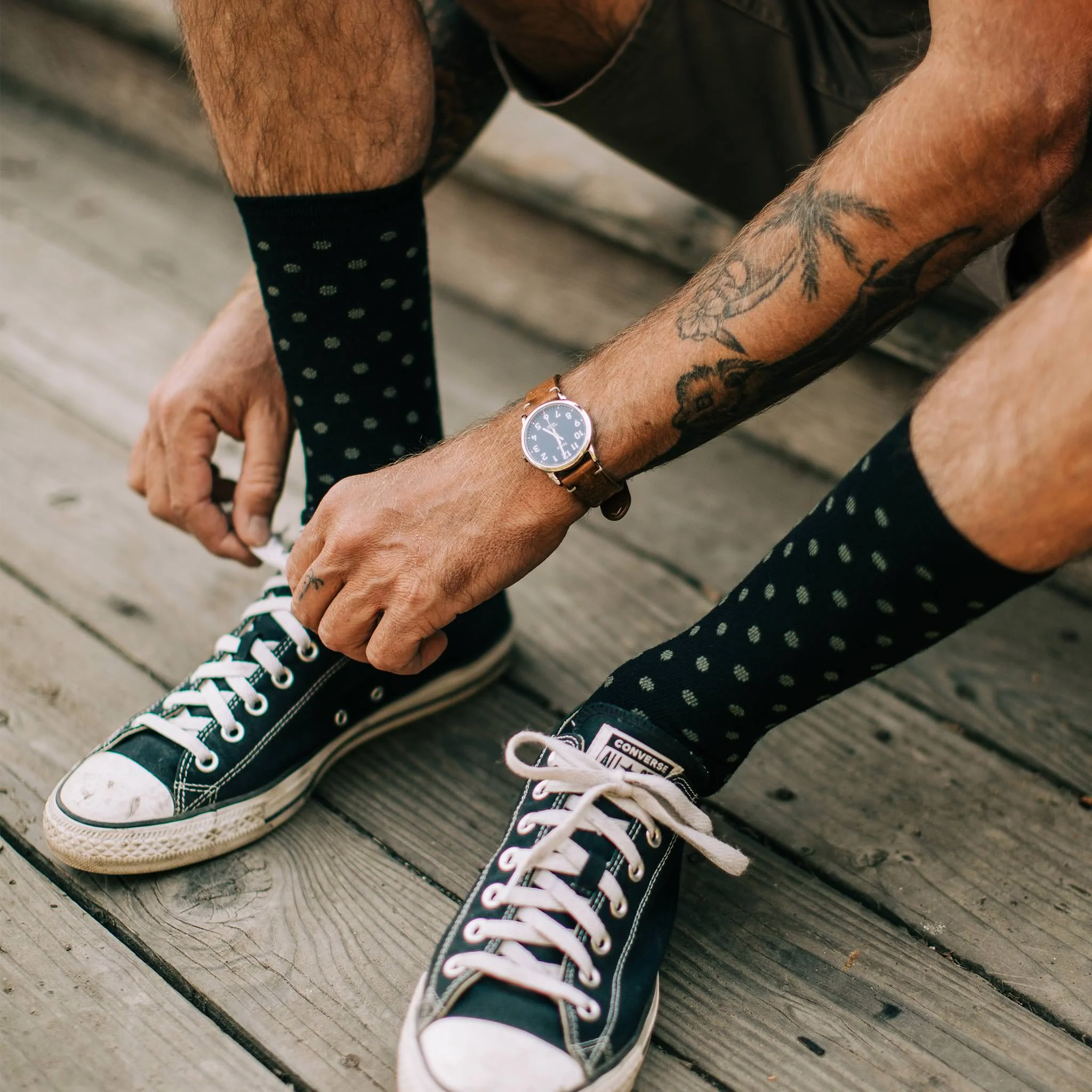The Merino Sock in Black Dot - Image 2