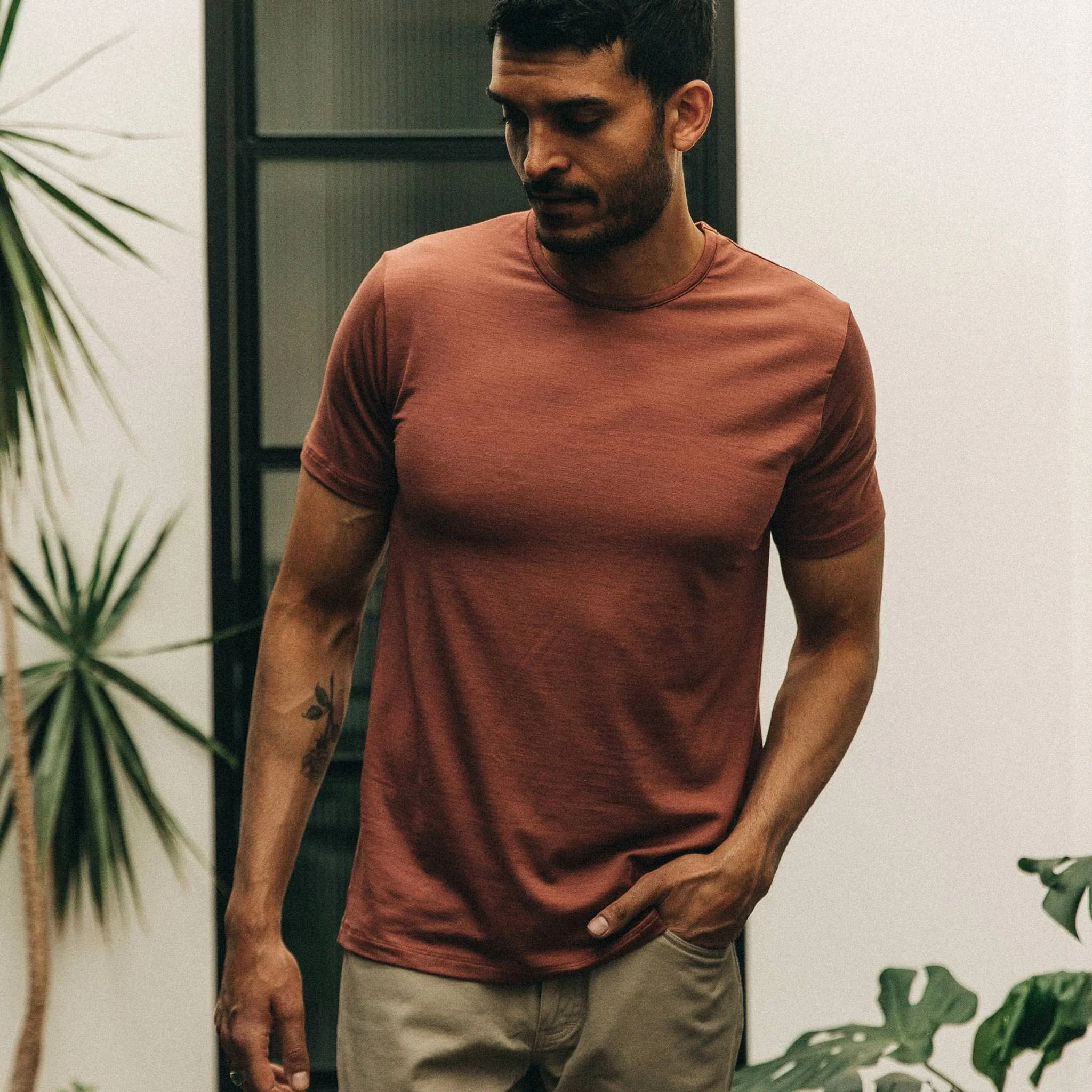The Merino Tee in Brick Red - Image 4