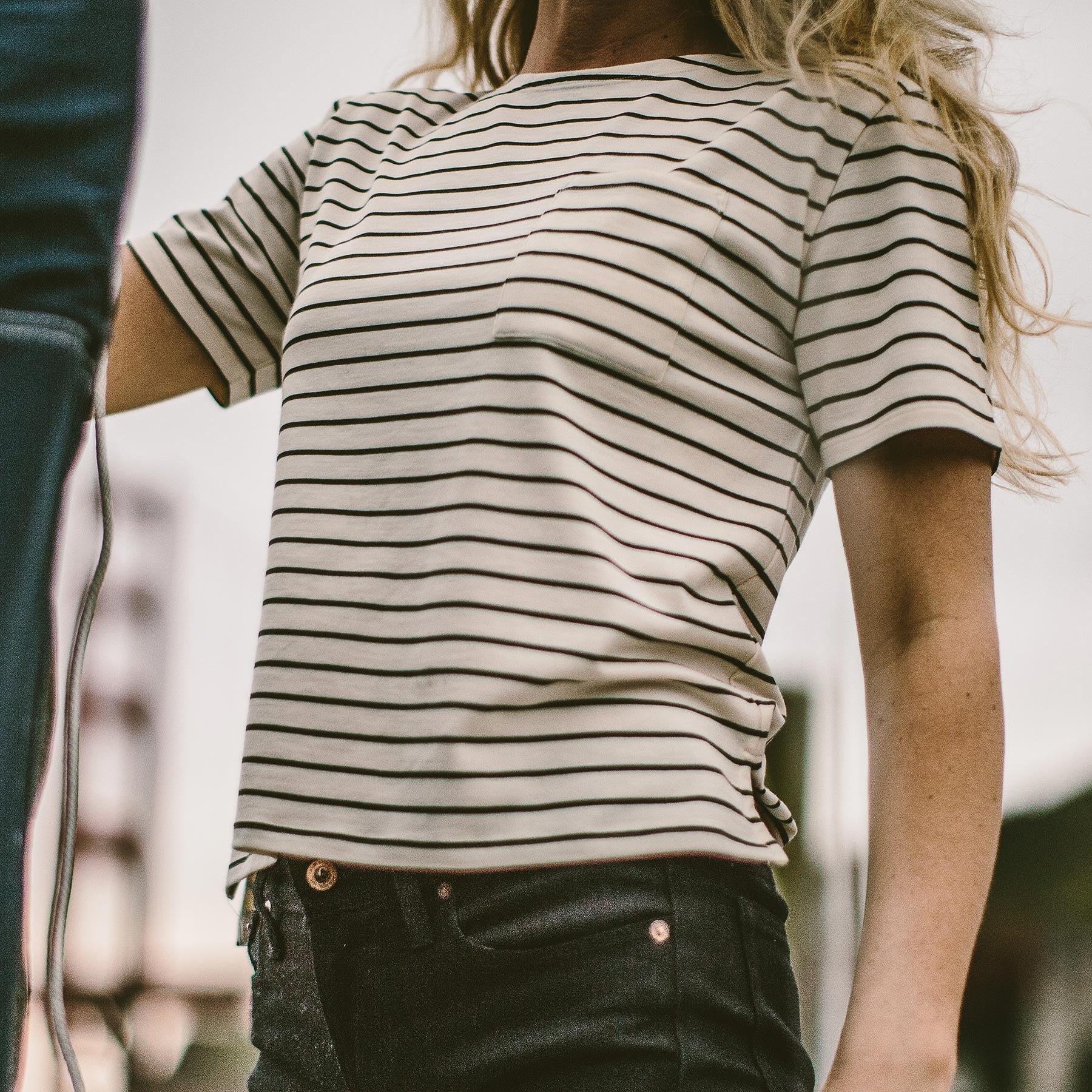 The Sausalito Tee in Forest Stripe Mercerized Merino - Image 4
