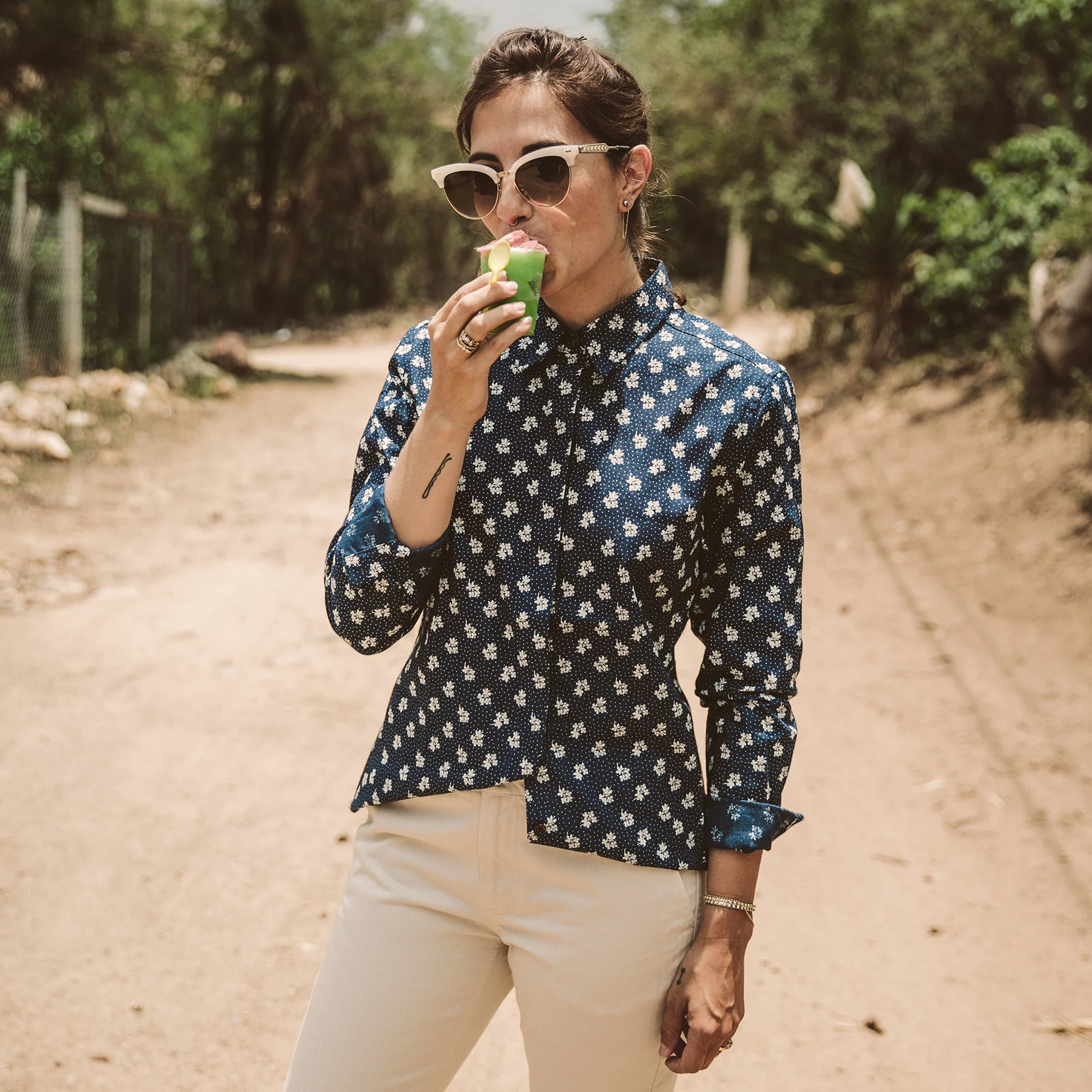 The Michelle Shirt in Indigo Print - Image 2