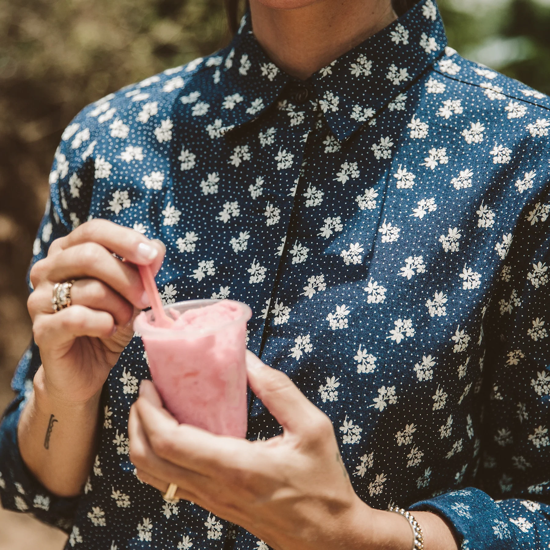 The Michelle Shirt in Indigo Print - Image 3