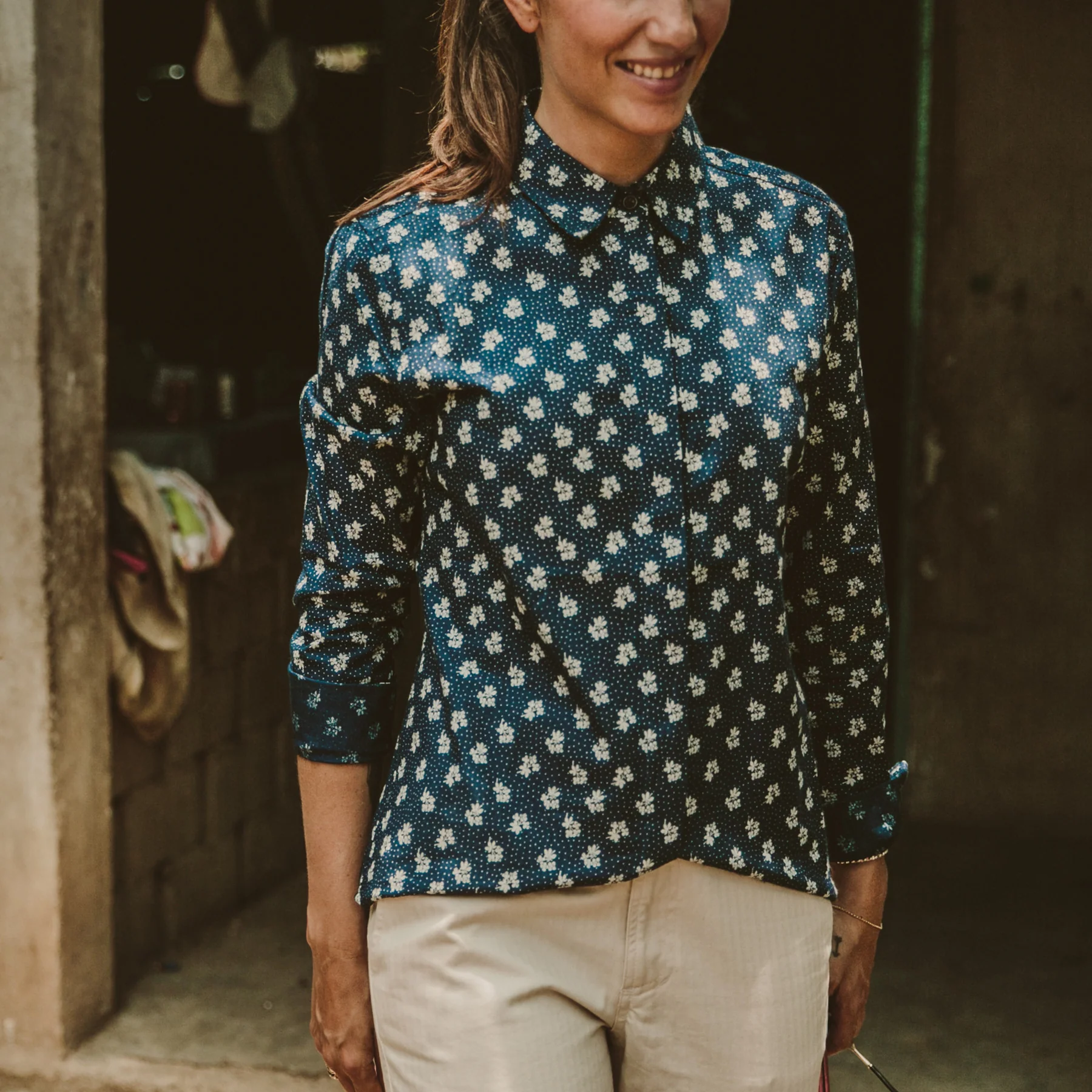 The Michelle Shirt in Indigo Print - Image 5