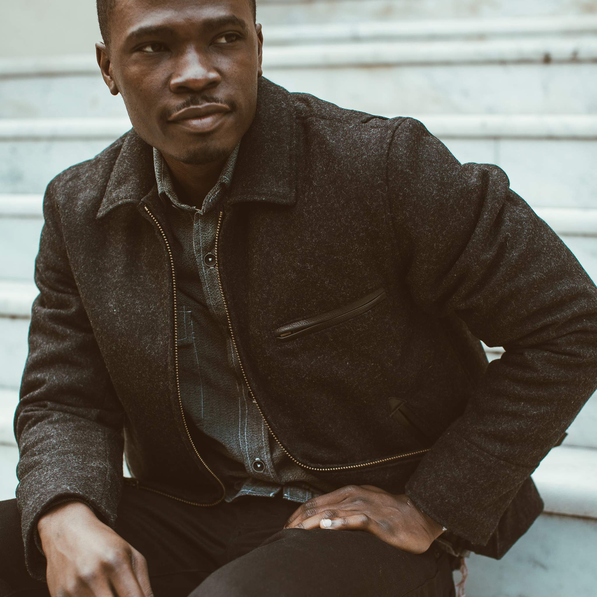 The Monterey Bomber in Charcoal Wool - Image 2