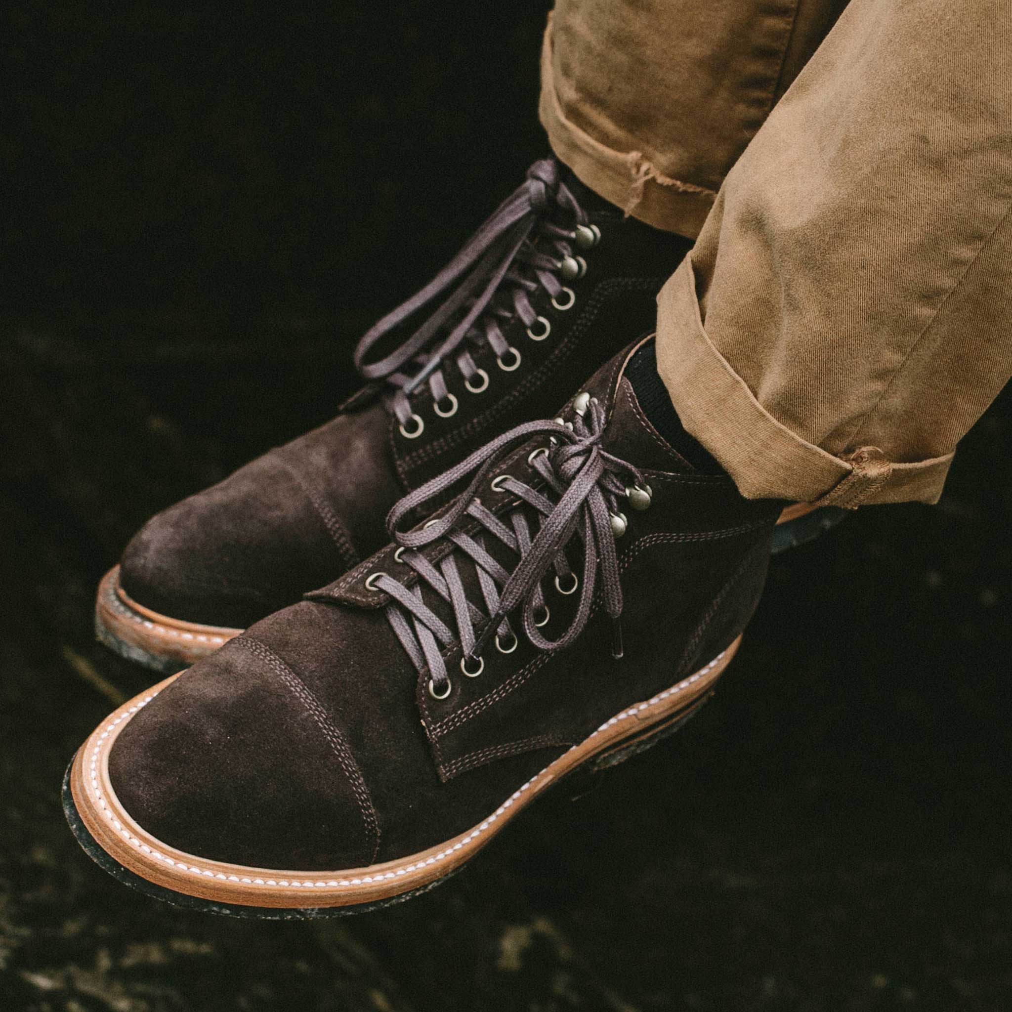 The Moto Boot in Weatherproof Chocolate Suede - Image 3