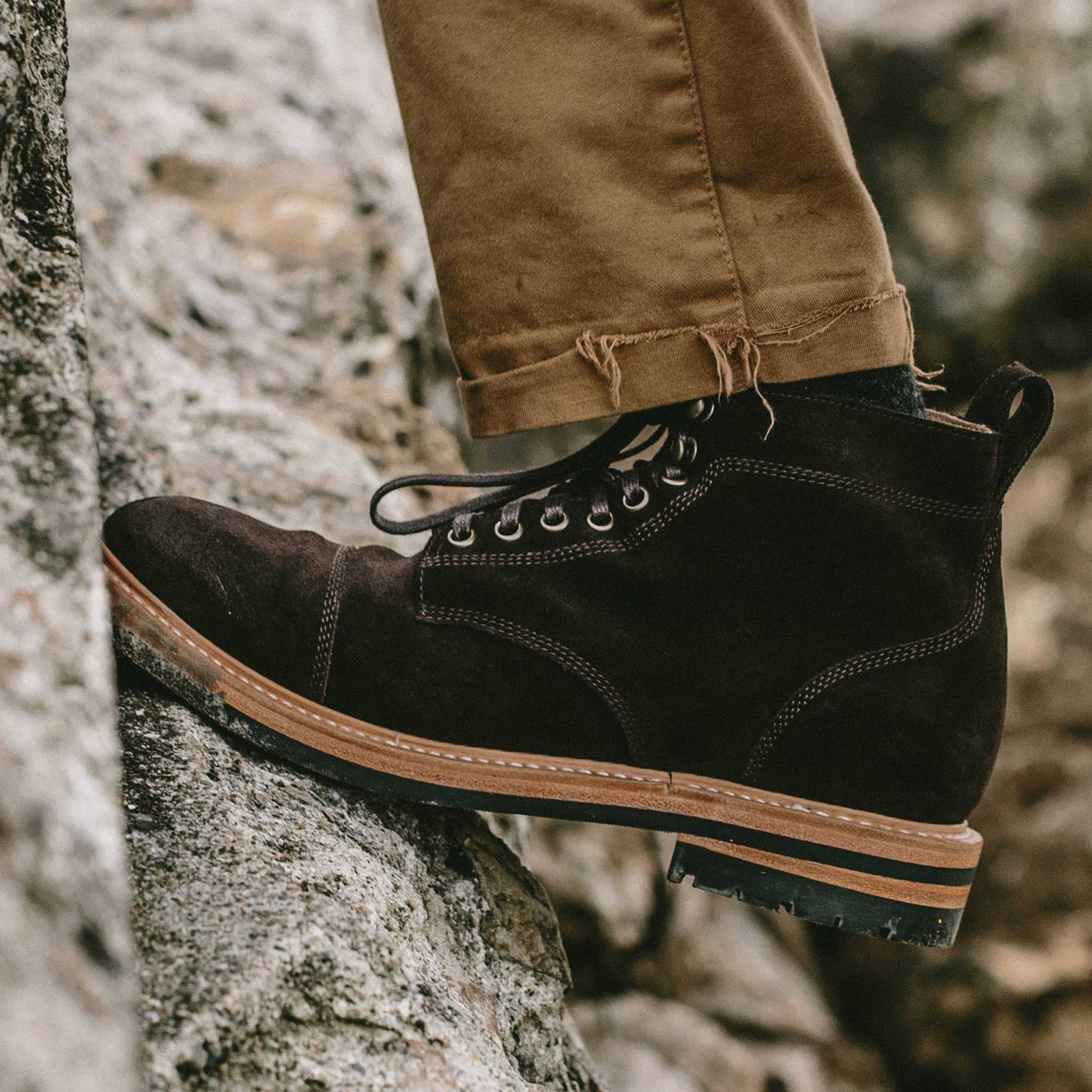 The Moto Boot in Weatherproof Chocolate Suede - Image 5