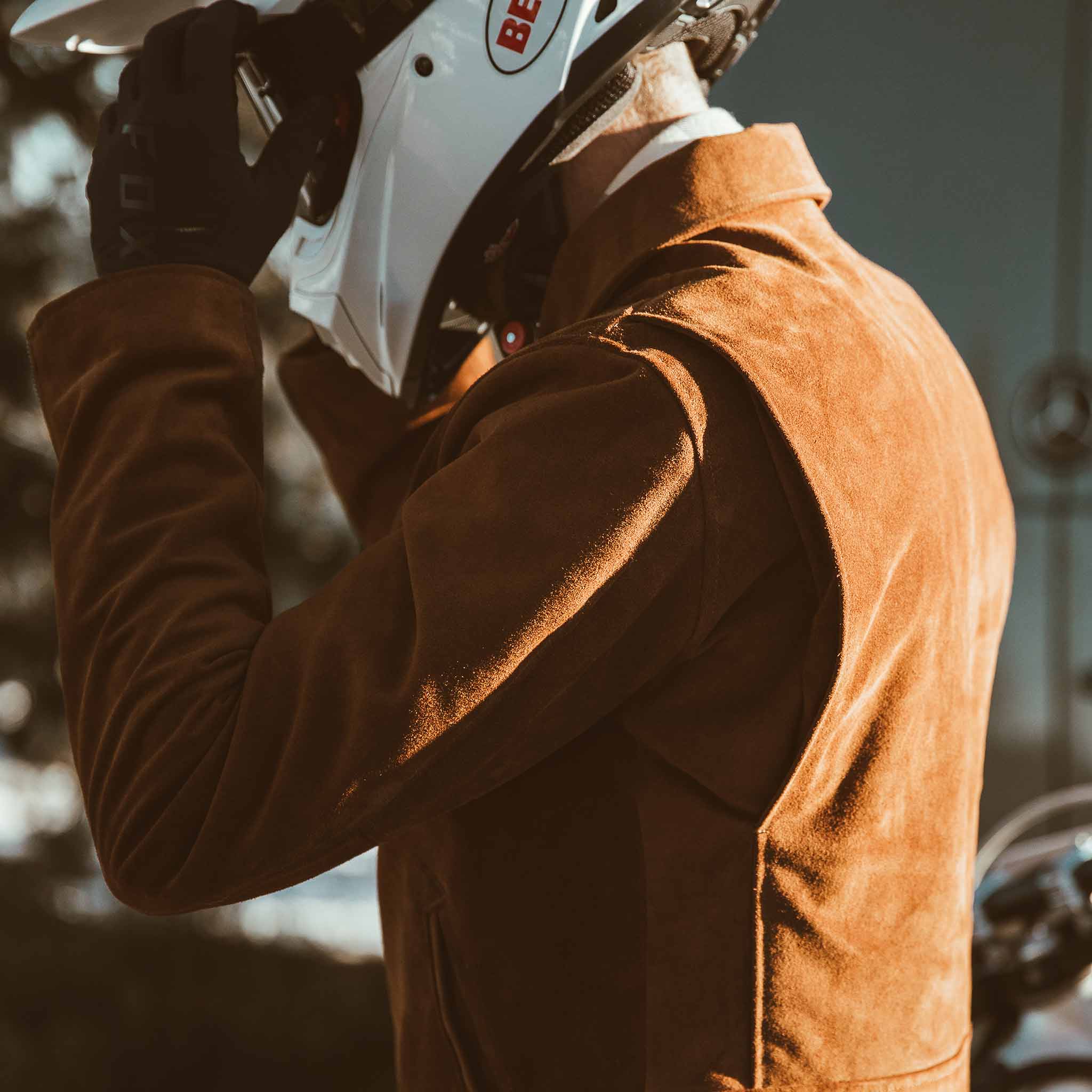 The Moto Jacket in Tobacco Weatherproof Suede - Image 3