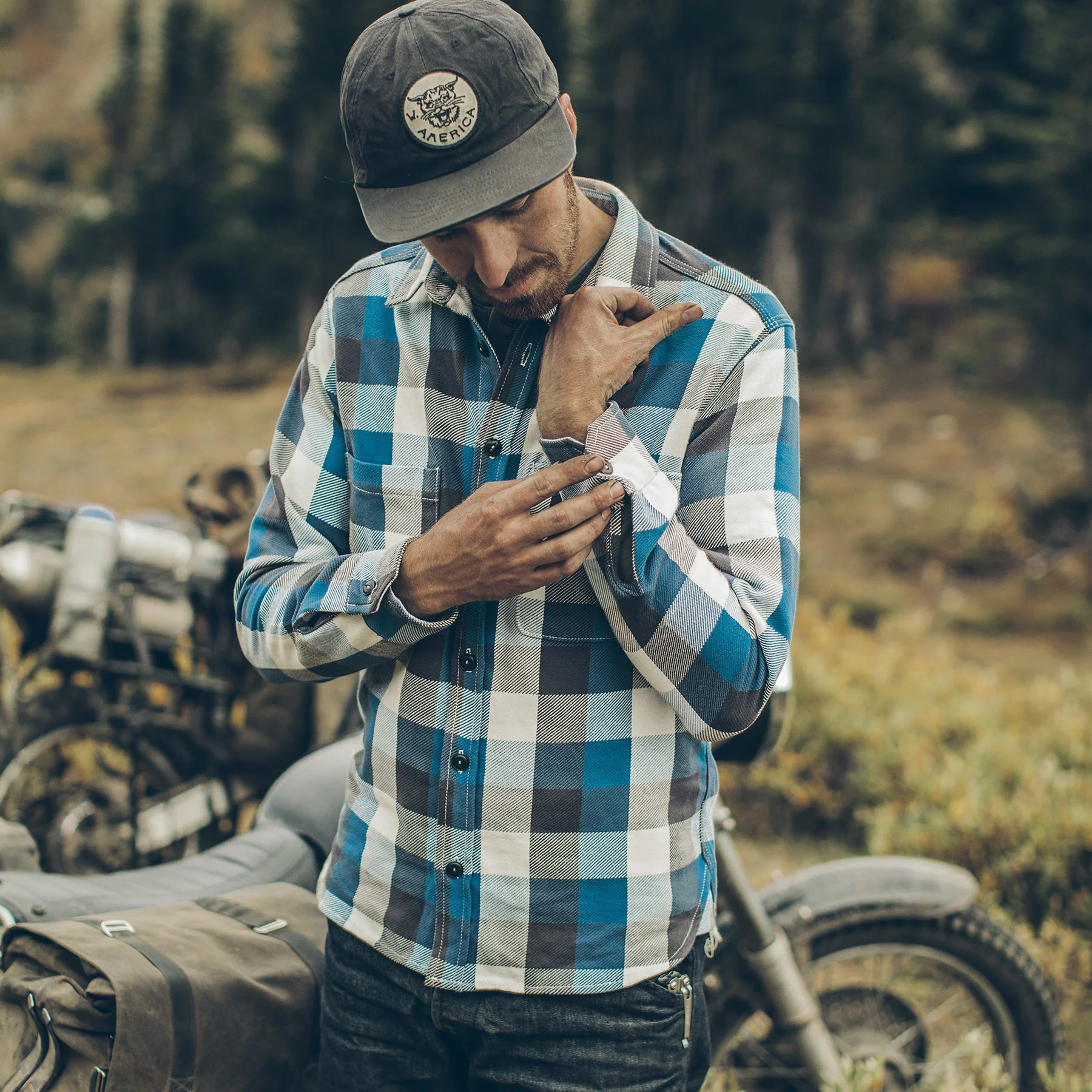 The Moto Utility Shirt in Blue Buffalo Plaid - Image 2