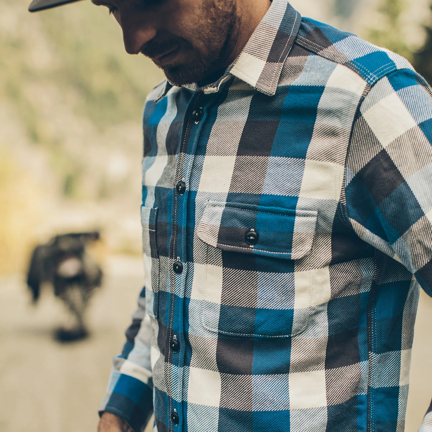The Moto Utility Shirt in Blue Buffalo Plaid - Image 3