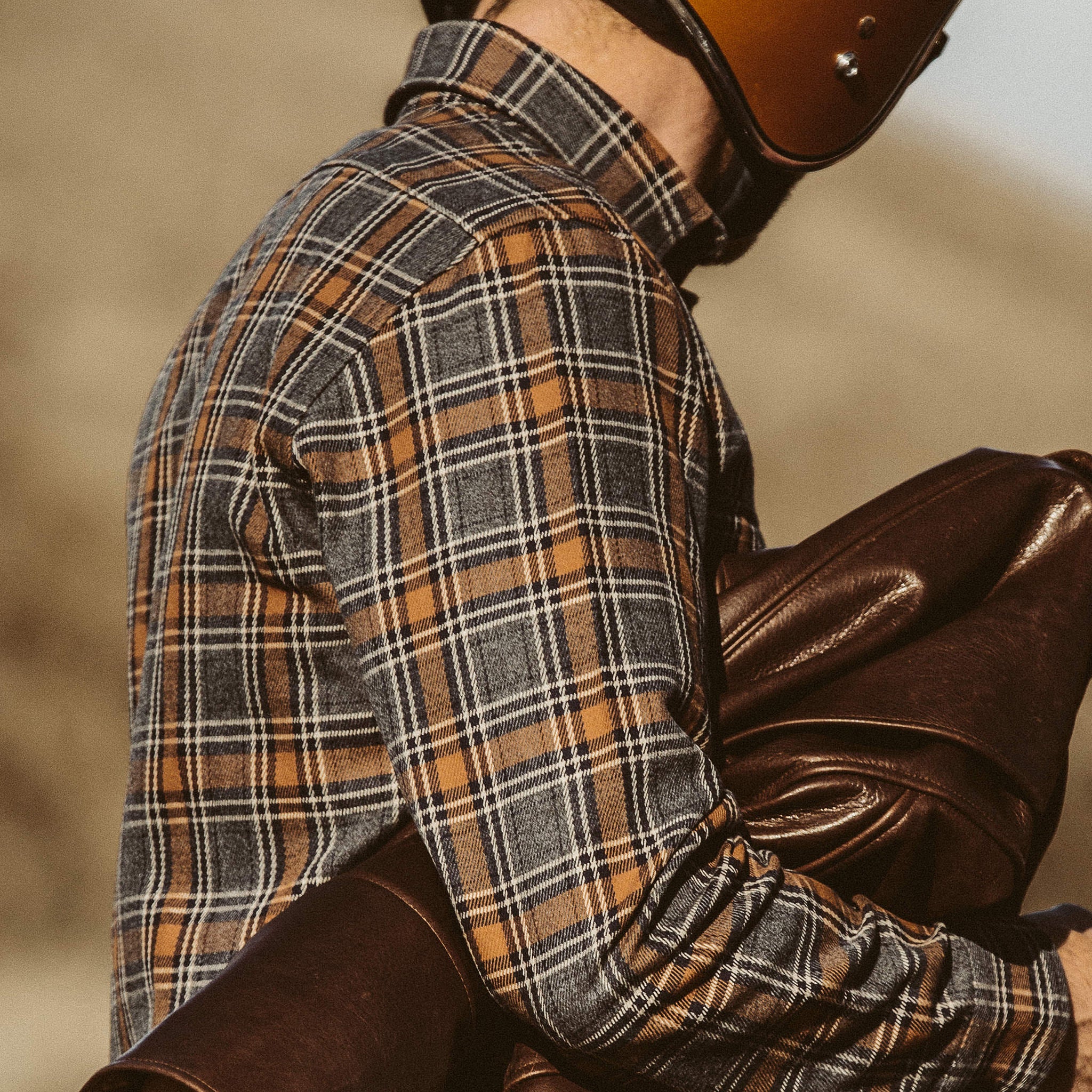 The Moto Utility Shirt in Charcoal & Rust Plaid - Image 5