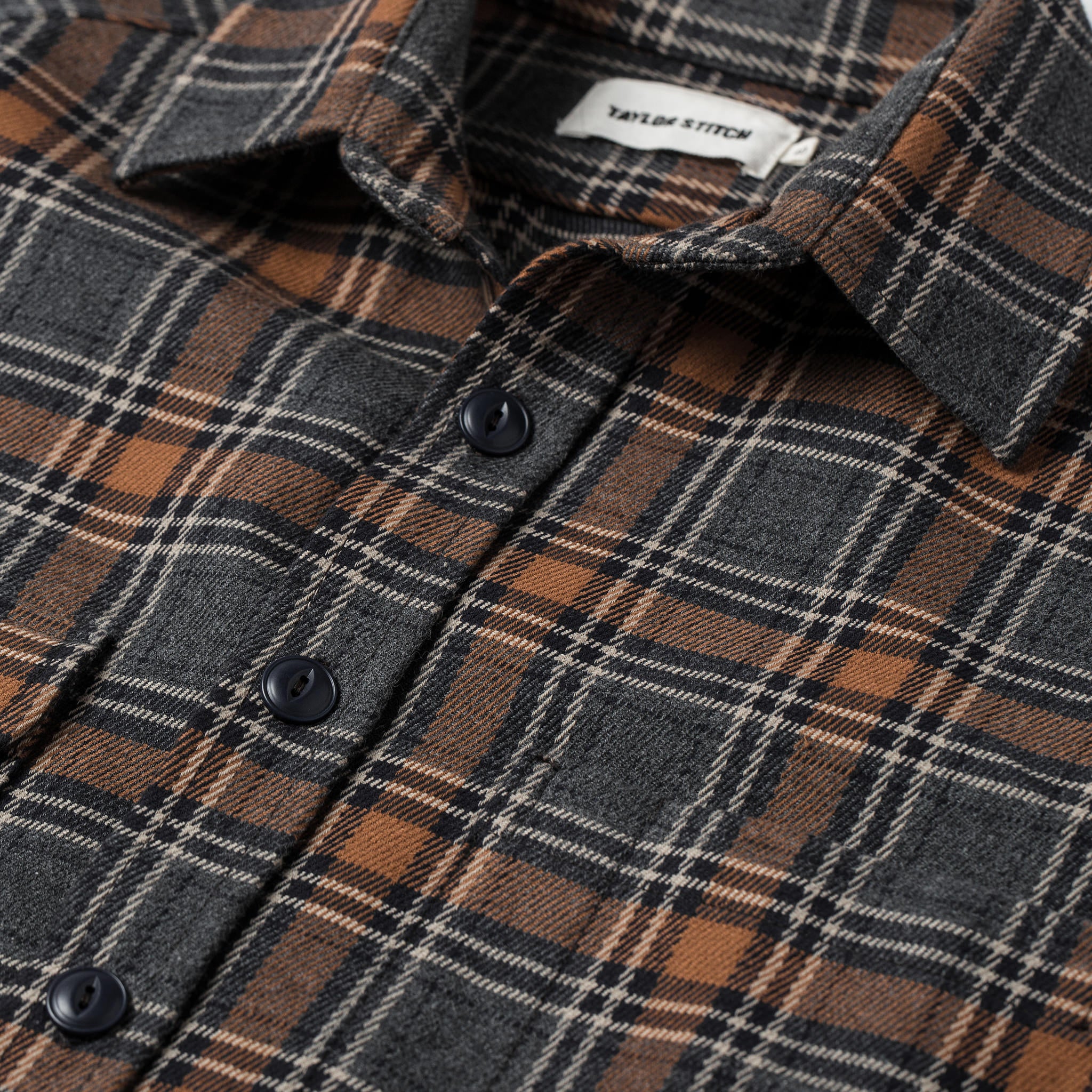 The Moto Utility Shirt in Charcoal & Rust Plaid - Image 7