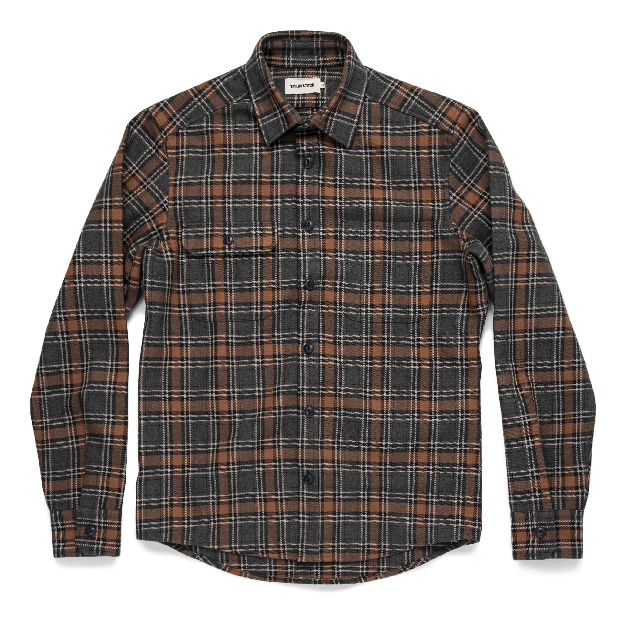 The Moto Utility Shirt in Charcoal & Rust Plaid - Image 9