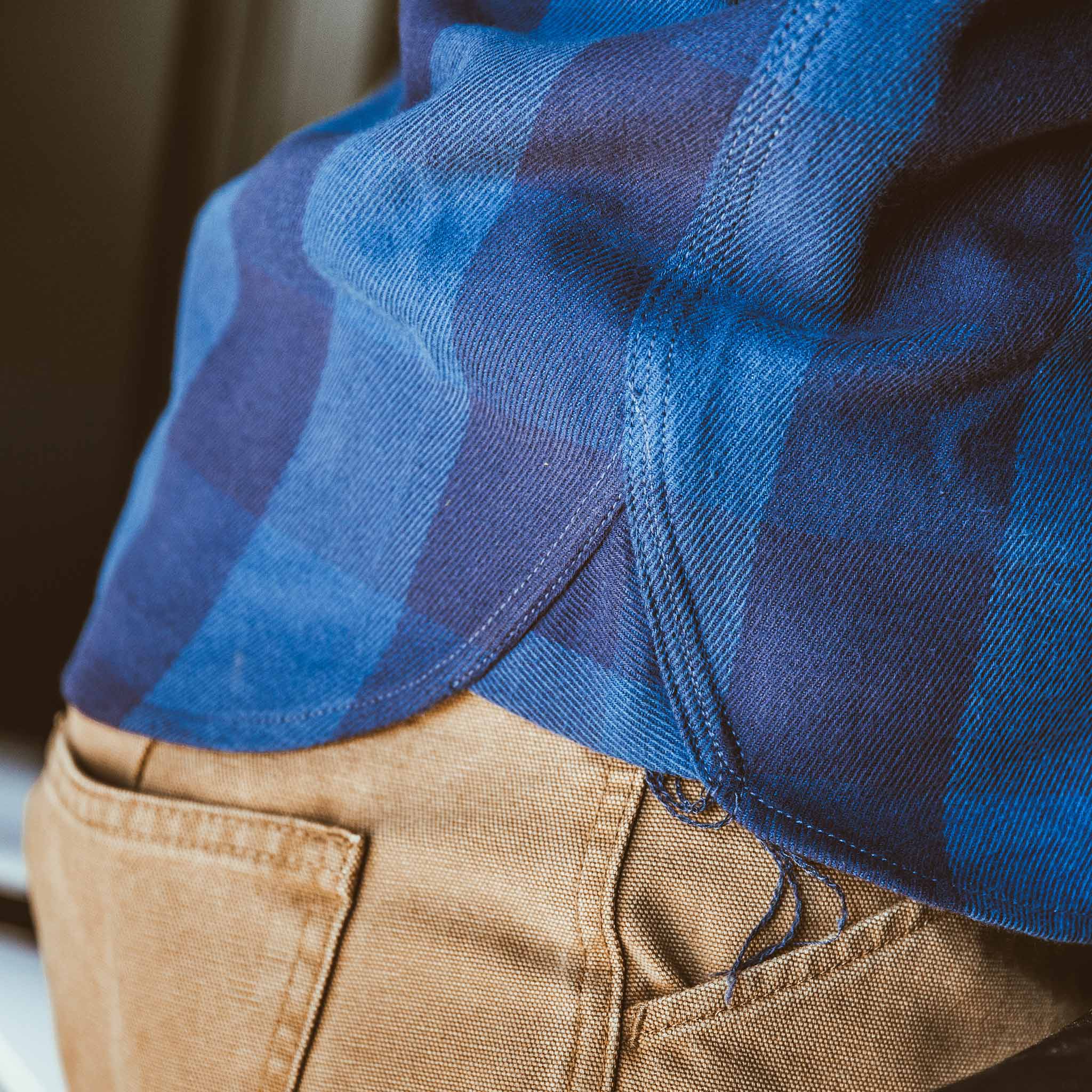 The Moto Utility Shirt in Royal & Navy Buffalo Plaid - Image 4