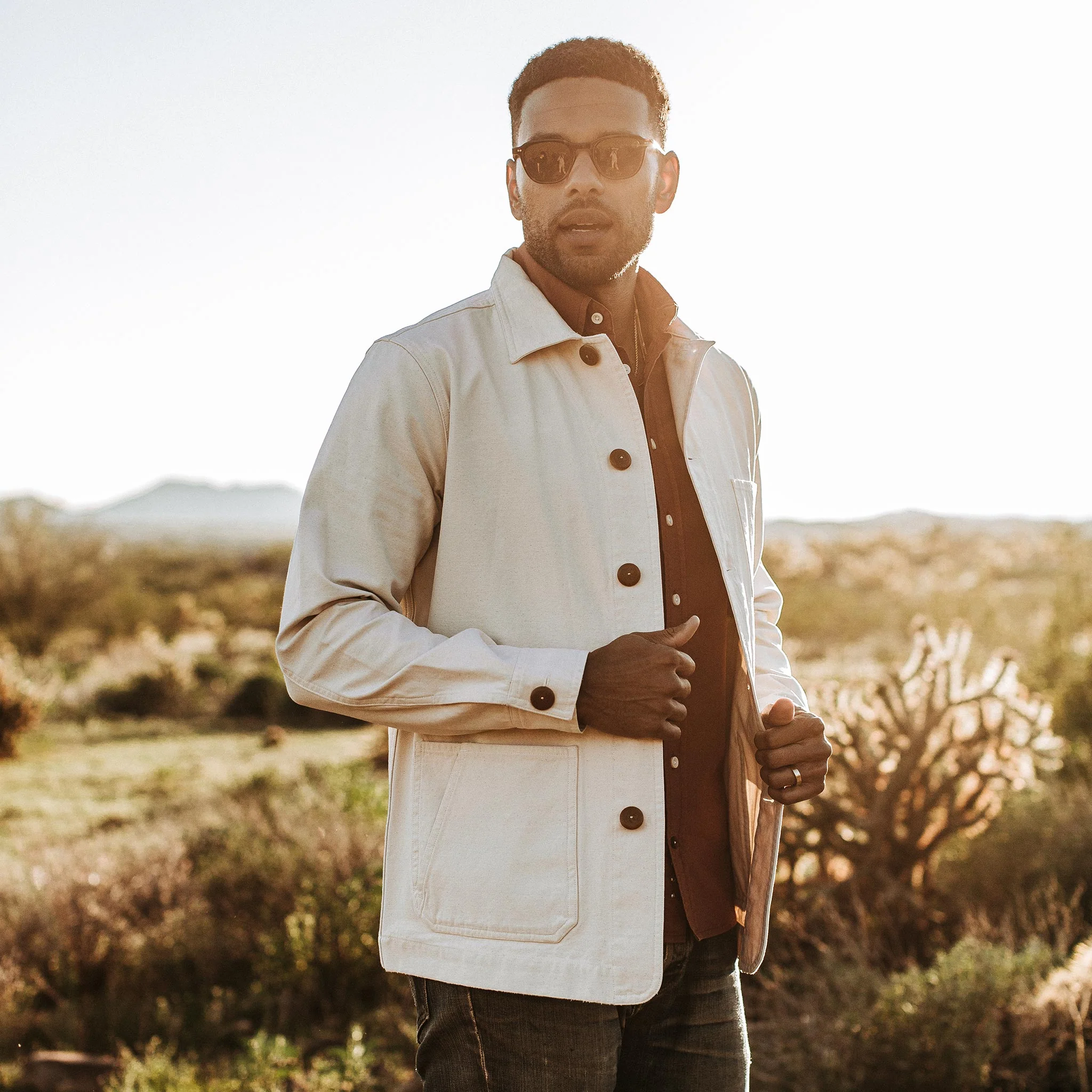 The Ojai Jacket in Natural Reverse Sateen - Image 2