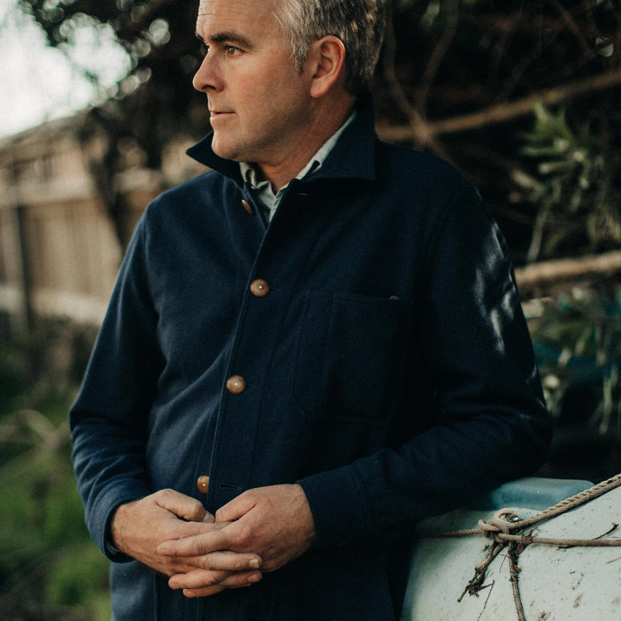 The Ojai Jacket in Navy Boiled Wool - Image 2