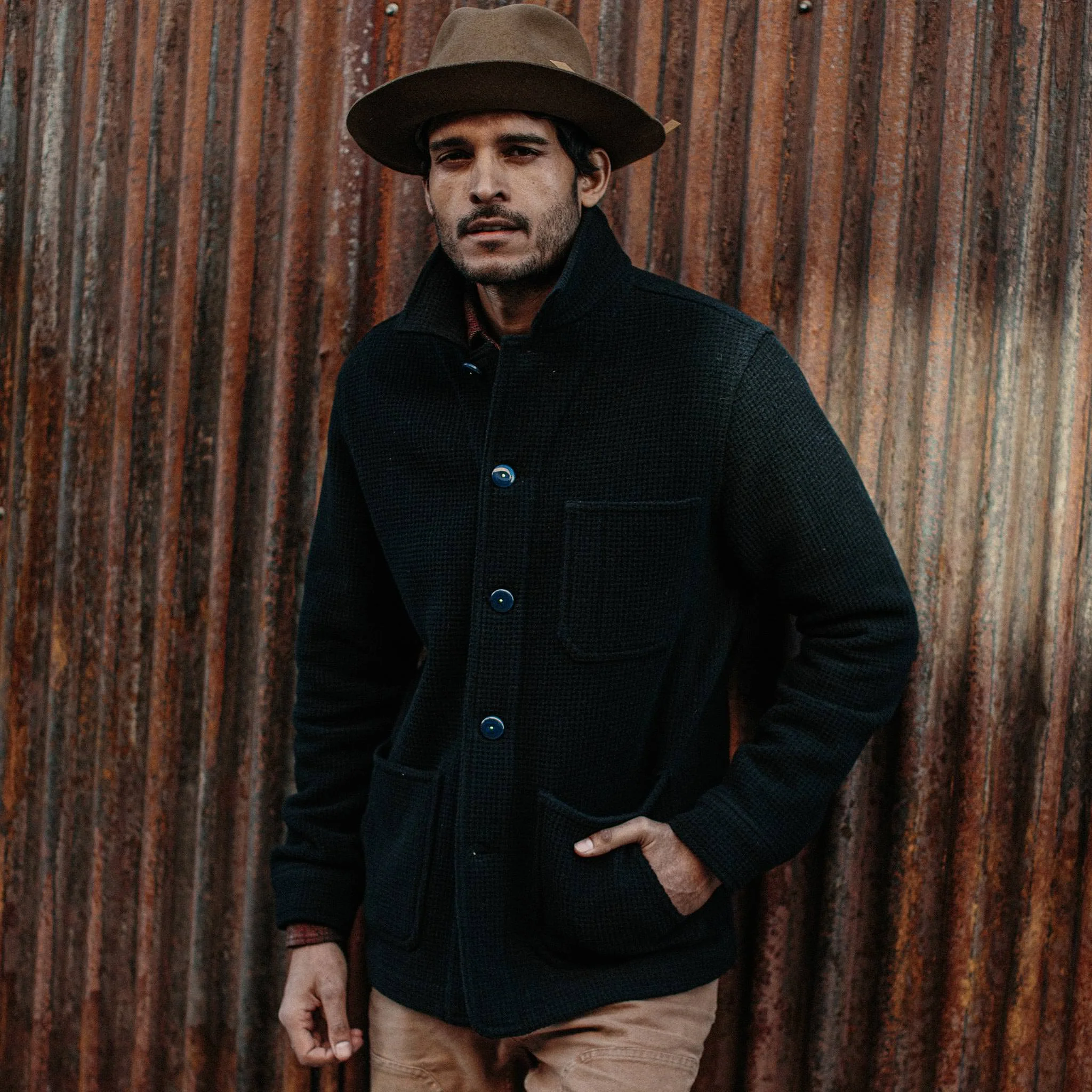The Ojai Jacket in Navy Waffle Wool - Image 2